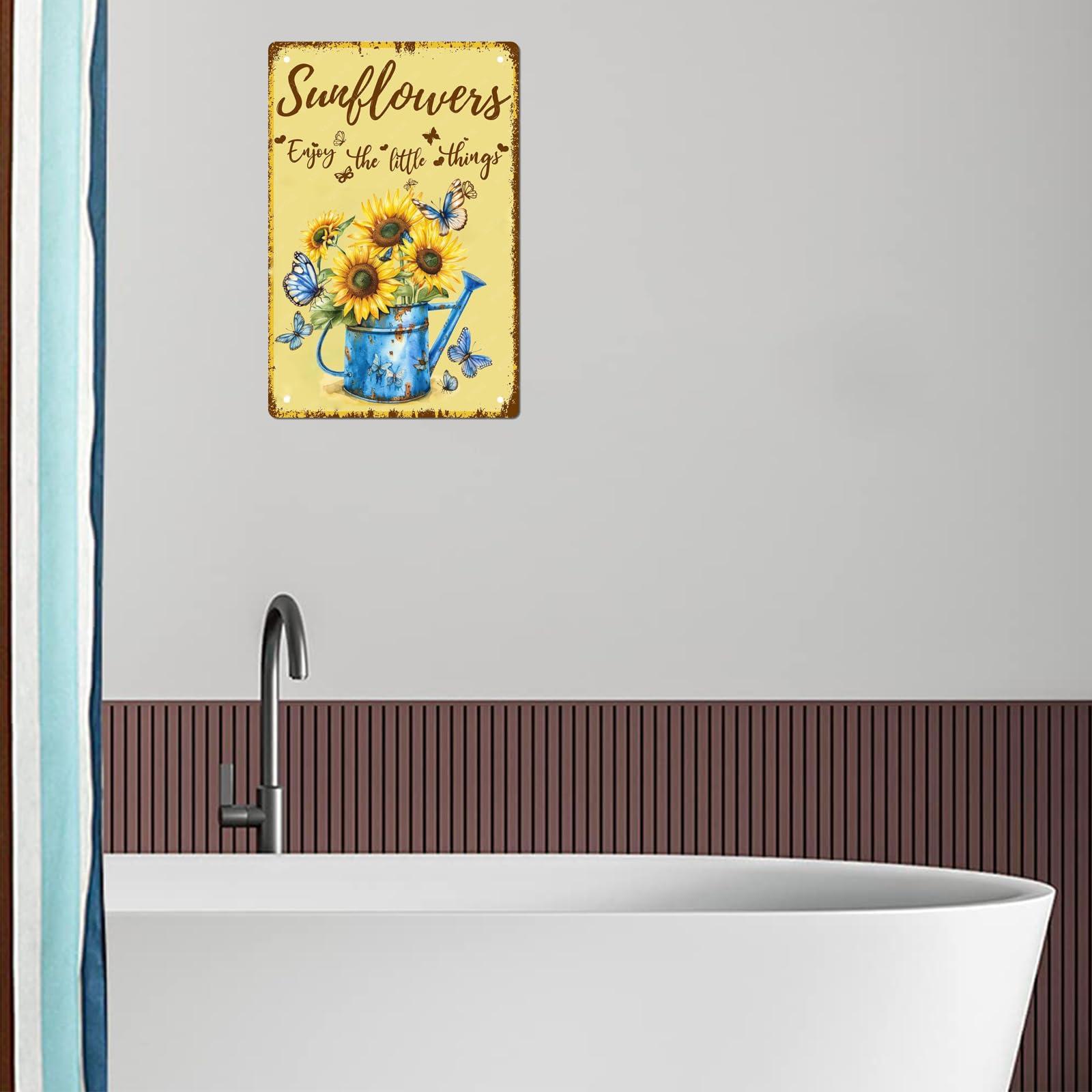 WIZYXQ Metal Signs Sunflowers Enjoy The Little Things Sign Vintage Signs Retro Aluminum Metal Tin Sign for Home Office Kitchen Bar Cafe Garden Wall Decor 12x8 Inch - Image 5
