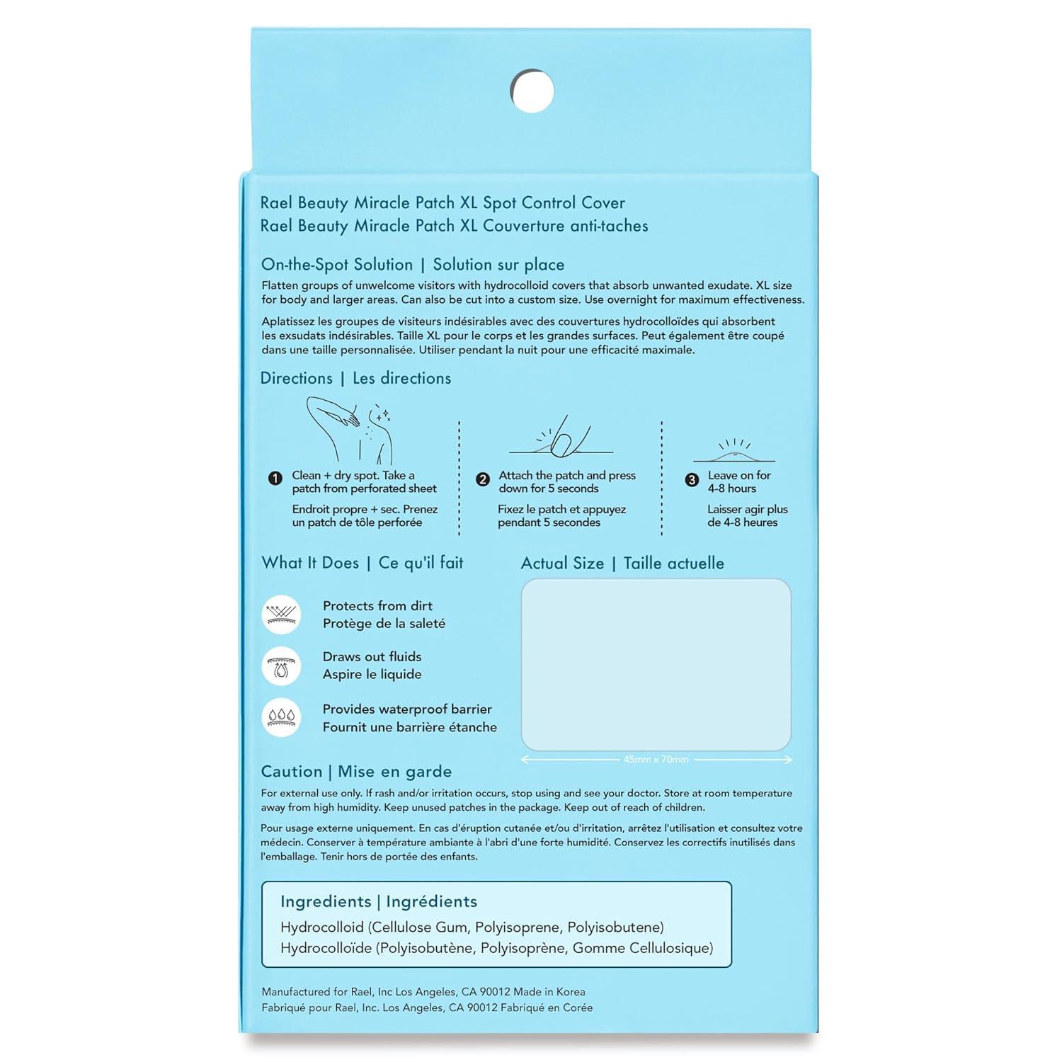 Rael Pimple Patches, Miracle XL Spot Control Cover - Hydrocolloid Acne Patch for Face, Zits & Blemish, Back and Body, Korean Skin Care, Vegan, Cruelty Free (6 Count) - Image 7
