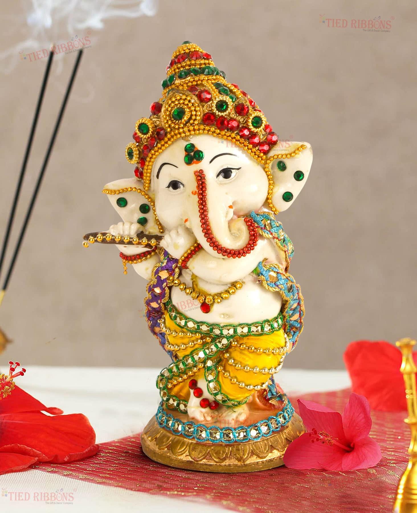 TIED RIBBONS Ganesh Statue | 5.5 inch | Ganesha Idol for Table Desktop, Indian God Idol Diwali Gifts | Ganesh Chaturhti Decoration | Indian God Idol Return Gifts | Ganesha Statues for Car Dashboard - Image 7