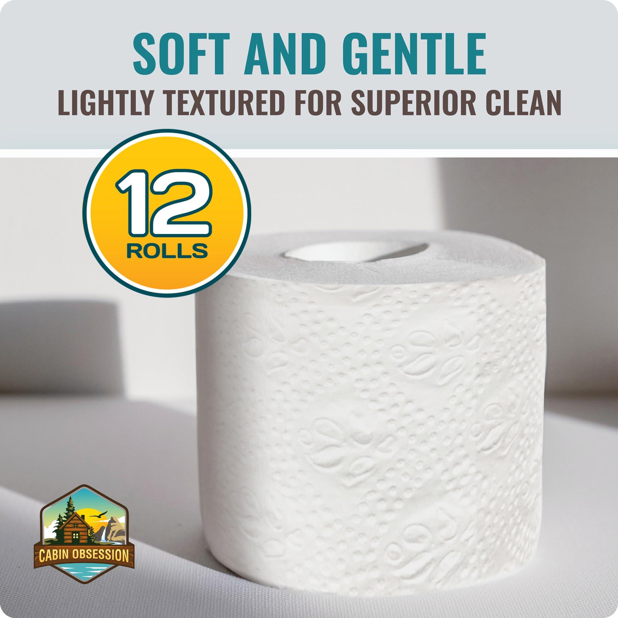 RV Toilet Paper - 12 Pack Septic Safe Toilet Paper 2-Ply Quick Dissolving Camper Toilet Paper Septic Safe to Prevent Clogs - Perfect for Automotive RVs, Septic Tank Systems, Boats, and Camping - Image 5