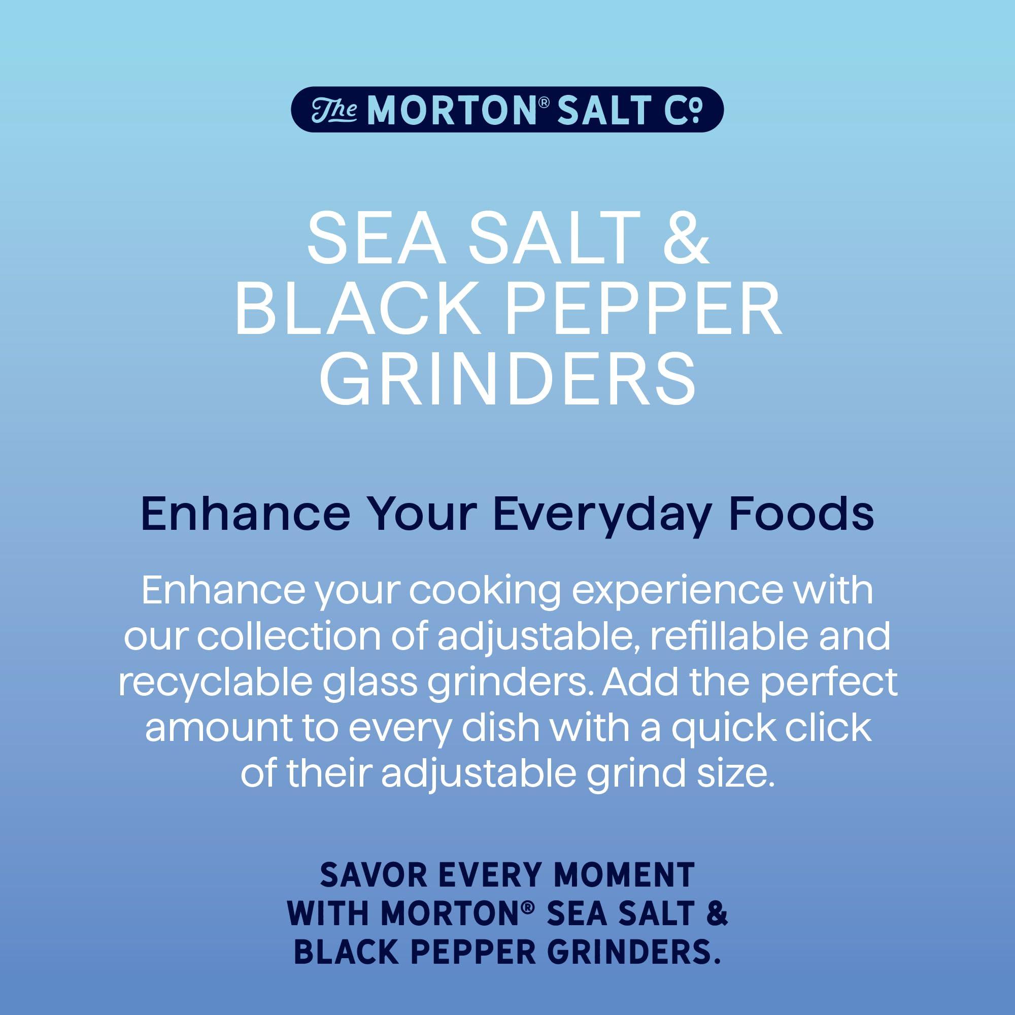 Morton Grinder Set - Sea Salt (2.5 oz) & Black Peppercorn (1.25 oz), 2-Pack, Adjustable & Refillable, Perfect for Cooking, Seasoning, and Finishing - Image 7