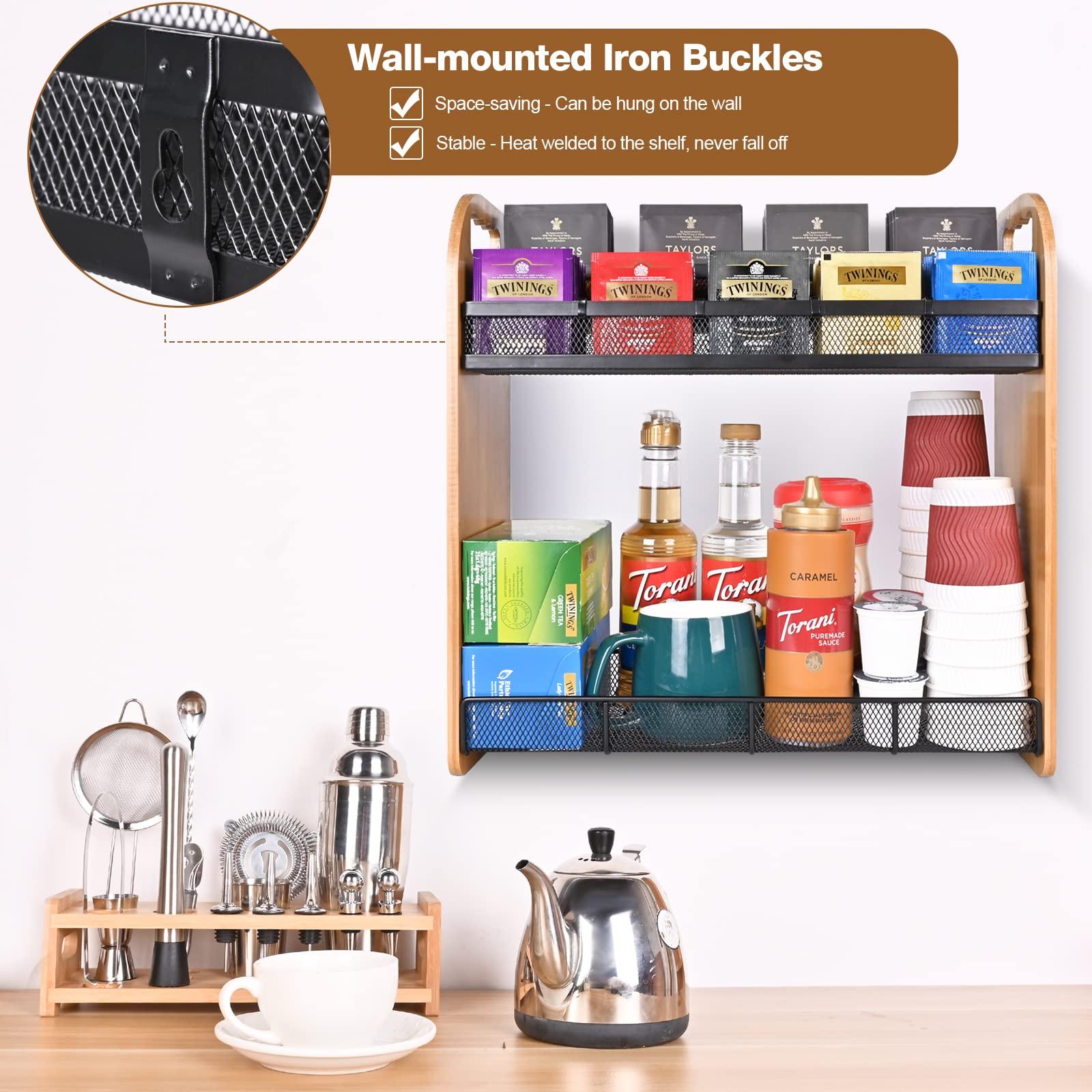 ITHSKUILL Coffee Pod Holder & Tea Bag Organizer, Large Capacity Tea Organizer for Tea Bags, Bamboo Multi-functional Storage Coffee Bar Accessories - Image 6