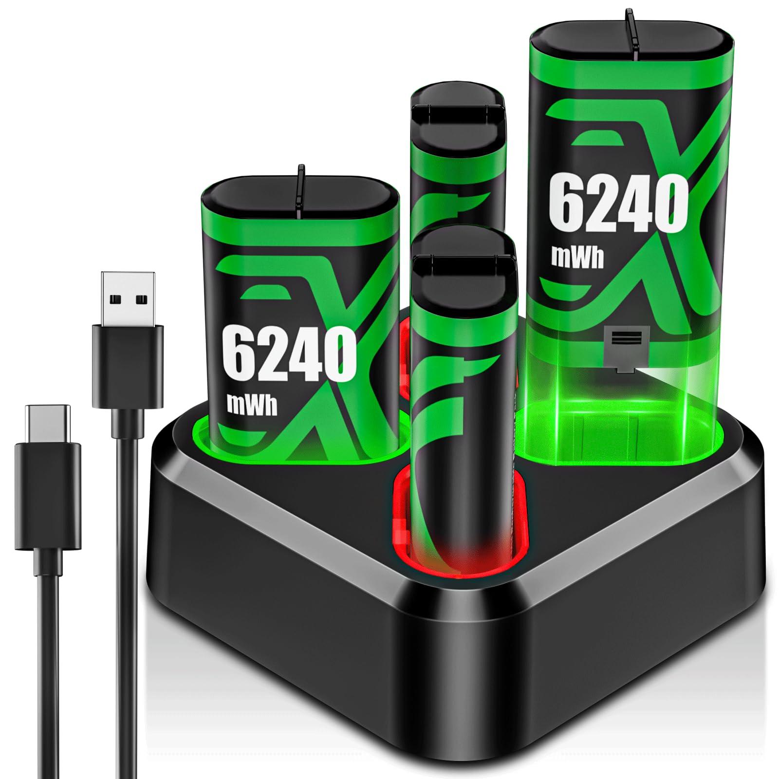 Rechargeable Xbox Controller Battery Pack for Xbox one/Xbox One S/Xbox One X/Xbox One Elite/Xbox Series X|S, 4x6240mWh Batteries Pack for Xbox Accessories Kits, Xbox Rechargeable Battery Pack(4 Pack)