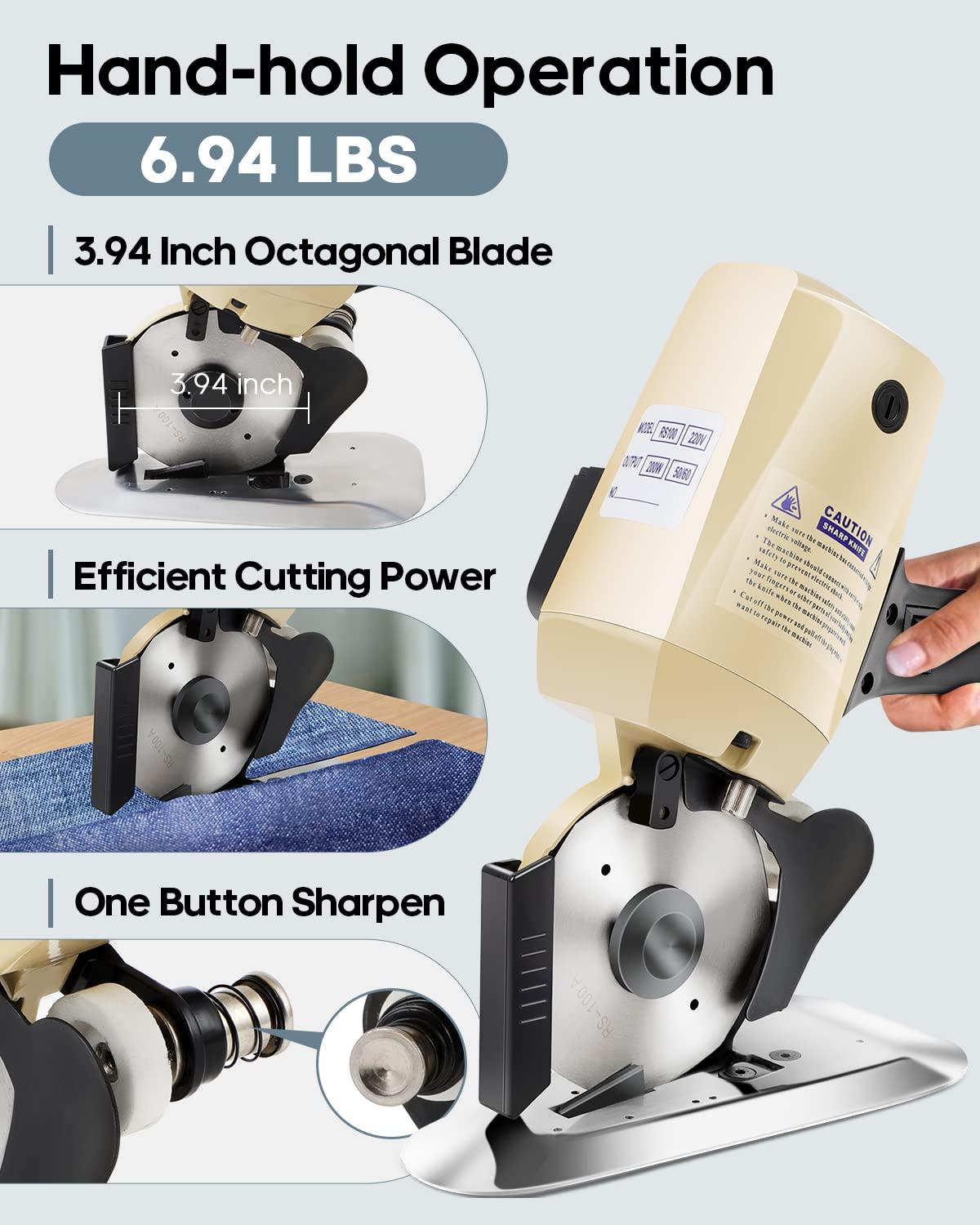 GCCSJ 110V Electric Rotary Fabric Cutter, Rotary Cutter for Fabric Machine, 4 Inch Rotary Blade Hand Held Fabric Slitting Machine with Automatic Sharpener for Multi-Layer Clothing, Textiles, Carpet - Image 2