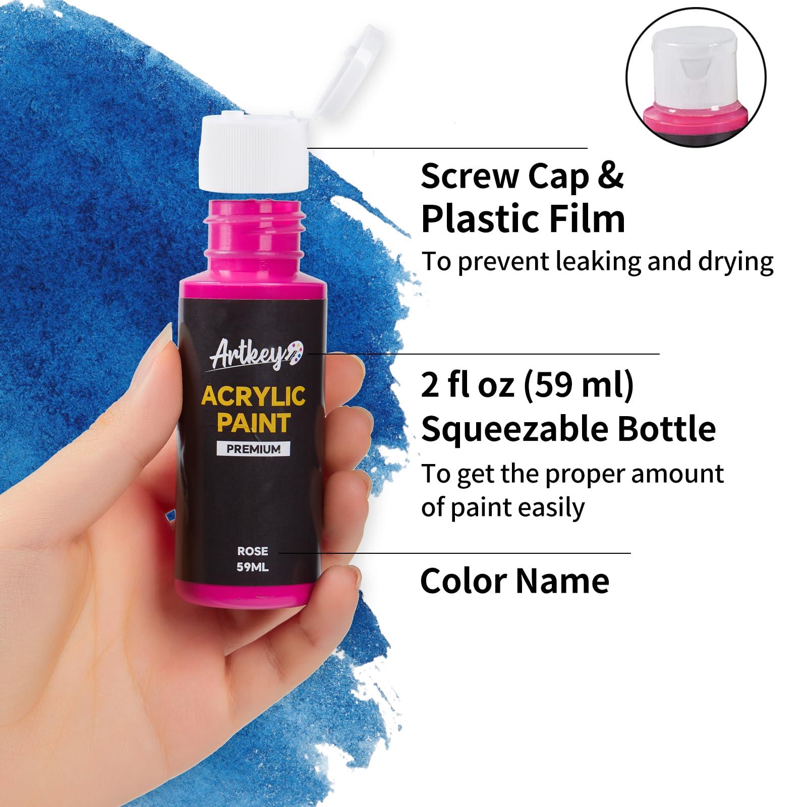 Artkey Acrylic Paint Set - 24 colors 2 oz/59 ml Acrylic Paints Professional Artists Painting Kit for Canvases Fabric Rock Leather Easter Egg Wood Ceramic Glass Art Craft Painting - Image 4