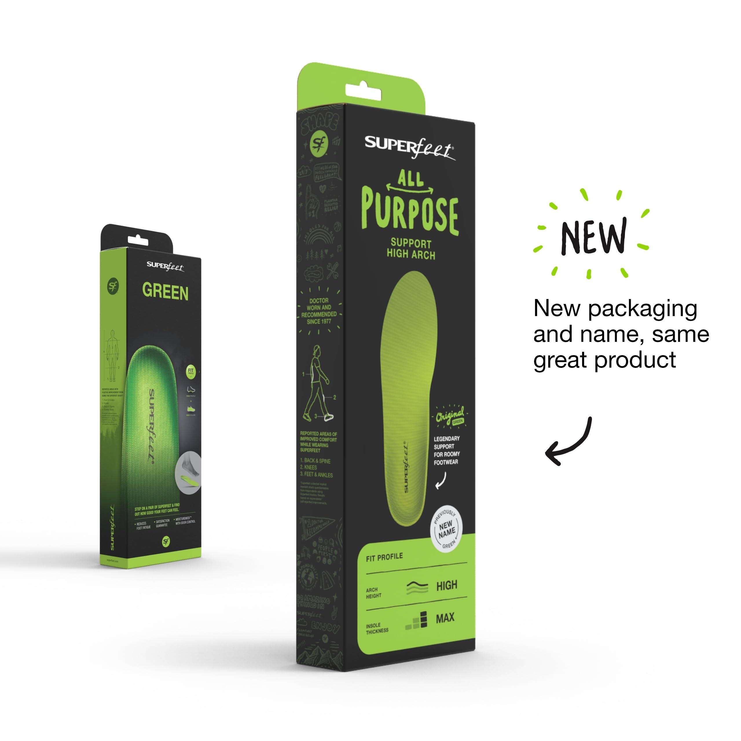 Superfeet All-Purpose Support High Arch Insoles (Green) - Trim-To-Fit Orthotic Shoe Inserts - Professional Grade - Men 9.5-11 / Women 10.5-12 - Image 2
