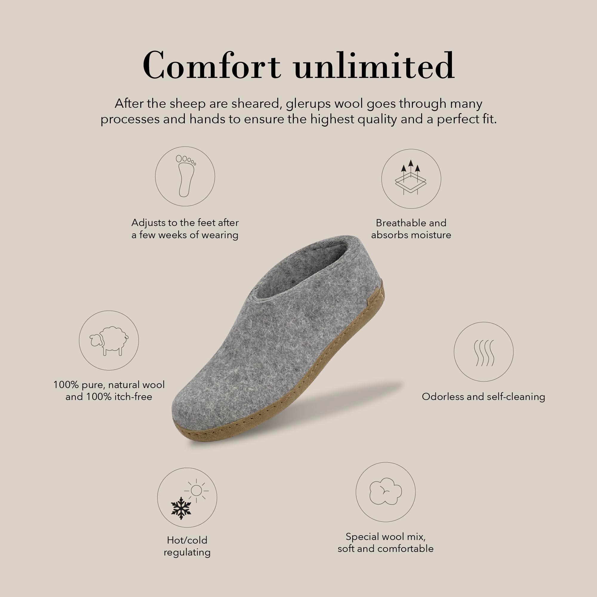Glerups 100% quality wool mix Slipper with leather sole - Unisex Slip-on - Image 2