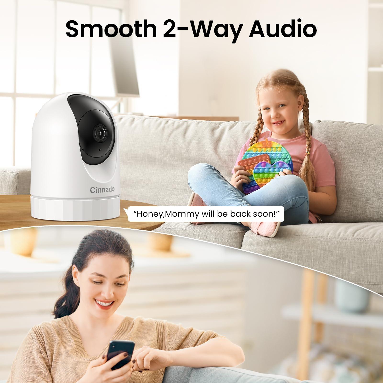 Cinnado Security Camera Indoor-2K 360° WiFi Cameras for Home Security，Pet/Dog/Baby Camera with Phone app, 2-Way Audio, Night Vision, 24/7 SD Card Storage, Works with Alexa & Google Home (2.4Ghz)-D1 - Image 7