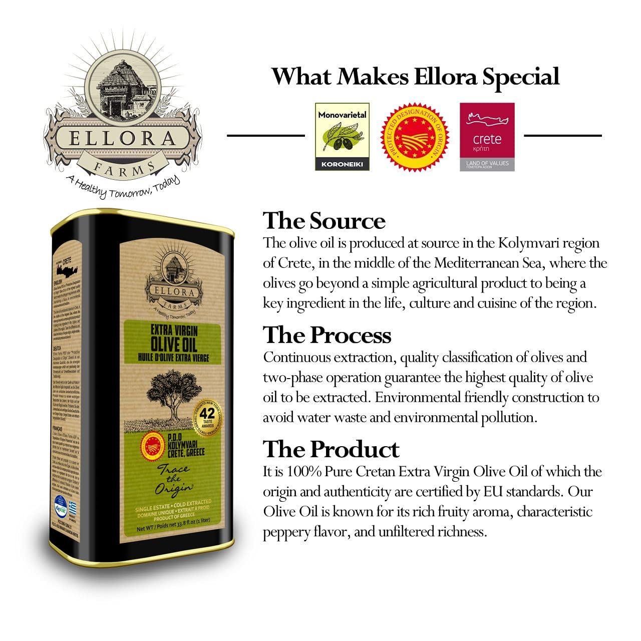 Ellora Farms Single Estate Traceable Extra Virgin Olive Oil 1 Liter PDO Tins | 2 Pack - Image 3