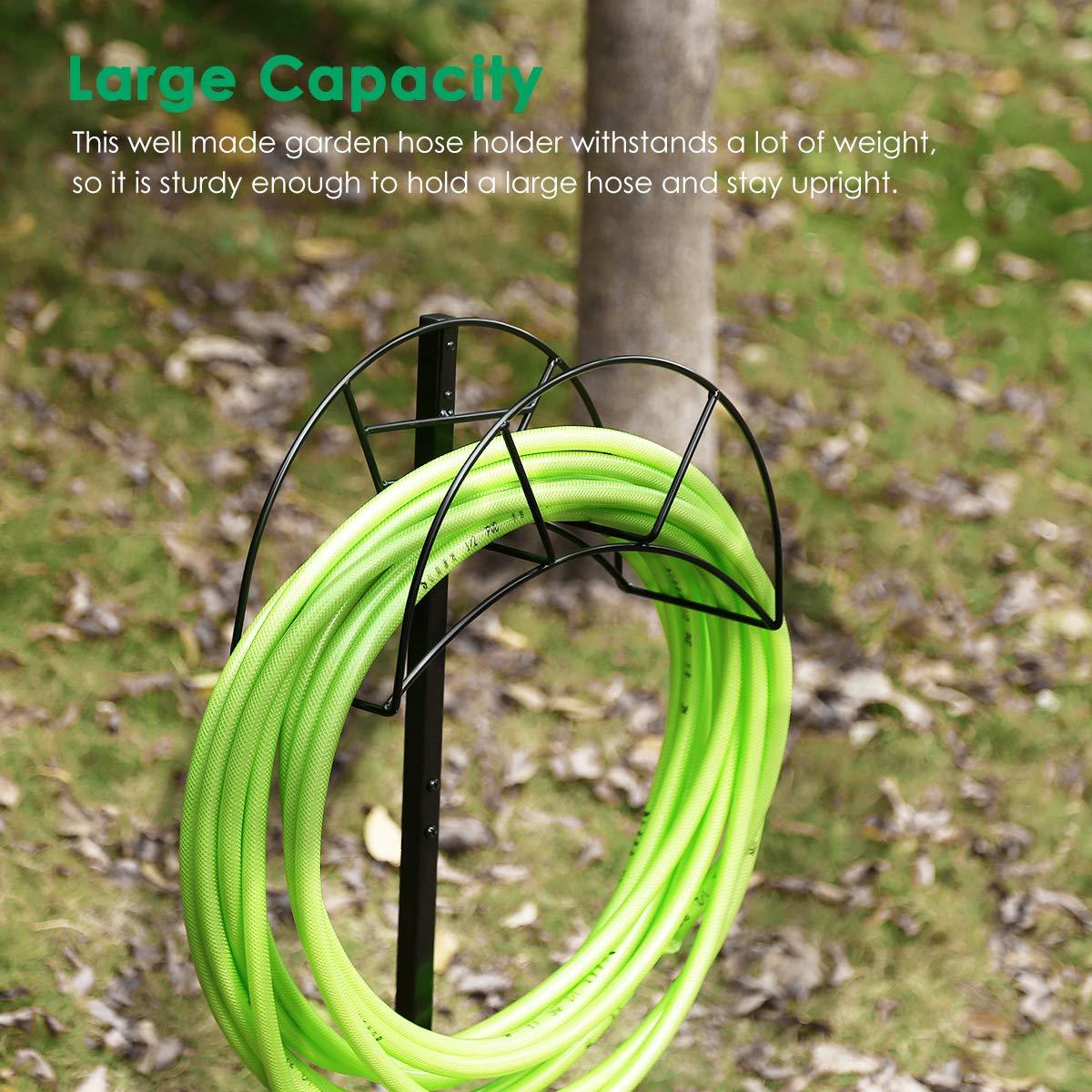 TomCare Garden Hose Holder Detachable Metal Water Hose Holder Hose Hanger Heavy Duty Hose Holder Free Standing Garden Hose Storage Hose Stand for Outside Yard, Black - Image 6