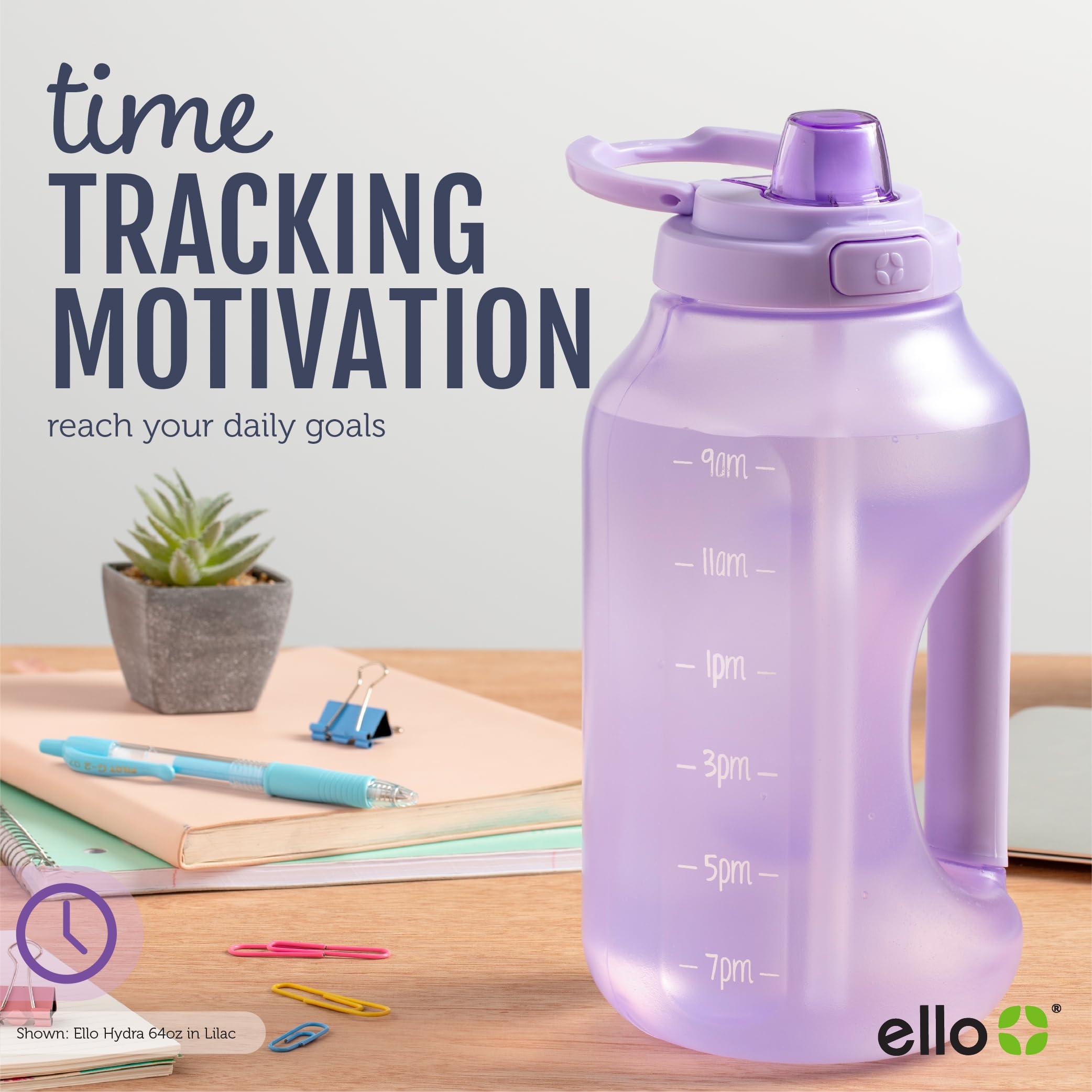 Ello Hydra 64oz Half Gallon Water Jug with Handle and Motivational Time Markers for All Day Hydration, Plastic Reusable Water Bottle with Straw and Locking, Leak Proof Lid, BPA Free, Halogen Blue - Image 8