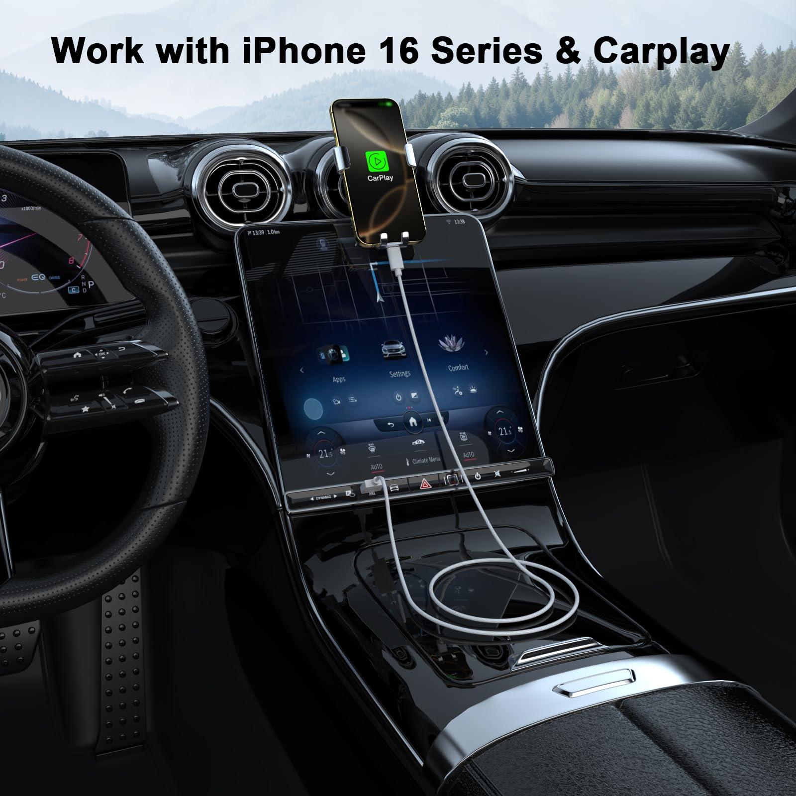 [Apple MFi Certified] Car Carplay Cable, 2 Pack Woven USB to USB C Car Charger Cord Compatible for iPhone 16/16 Plus/16 Pro/16 Pro Max/15/15 Plus/15 Pro/15 Pro Max, 6ft White - Image 2