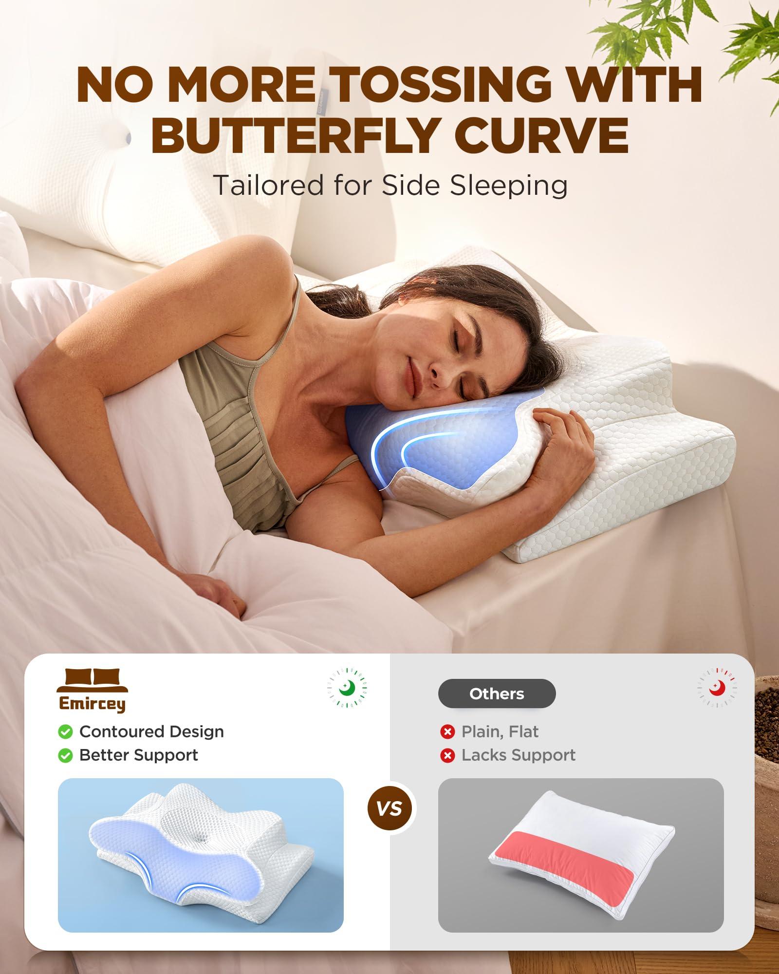 Dream Without Pain Cervical Neck Pillow for Sleeping, Ergonomic Side Sleeper Pillows for Adults, Cooling Orthopedic Pillow for Neck Relief Support, Memory Foam Pillows Back Stomach Sleepers - Image 3