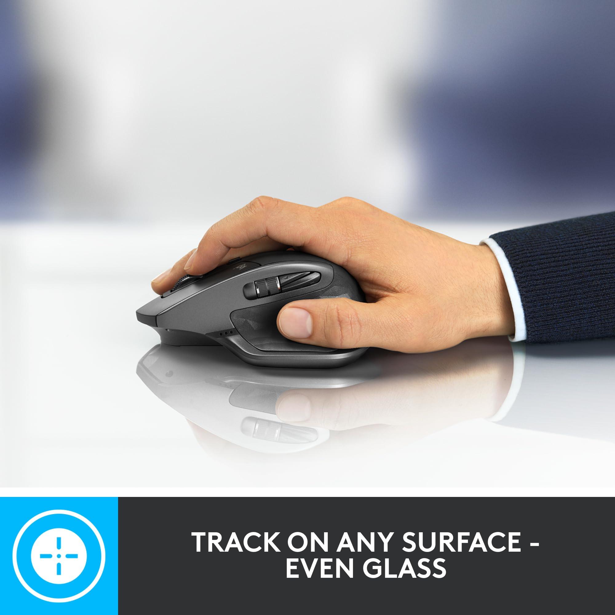 Logitech MX Master 2S Bluetooth Edition Wireless Mouse – Use on Any Surface, Hyper-Fast Scrolling, Ergonomic, Rechargeable, Control Up to 3 Apple Mac and Windows Computers - Graphite - Image 3