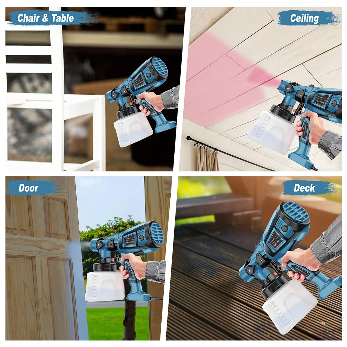 Paint Sprayer Tool 1000W High Power Electric Spray Paint Gun Easy to Clean for Furniture Cabinets Fence Walls Door Garden Chairs Blue - Image 7
