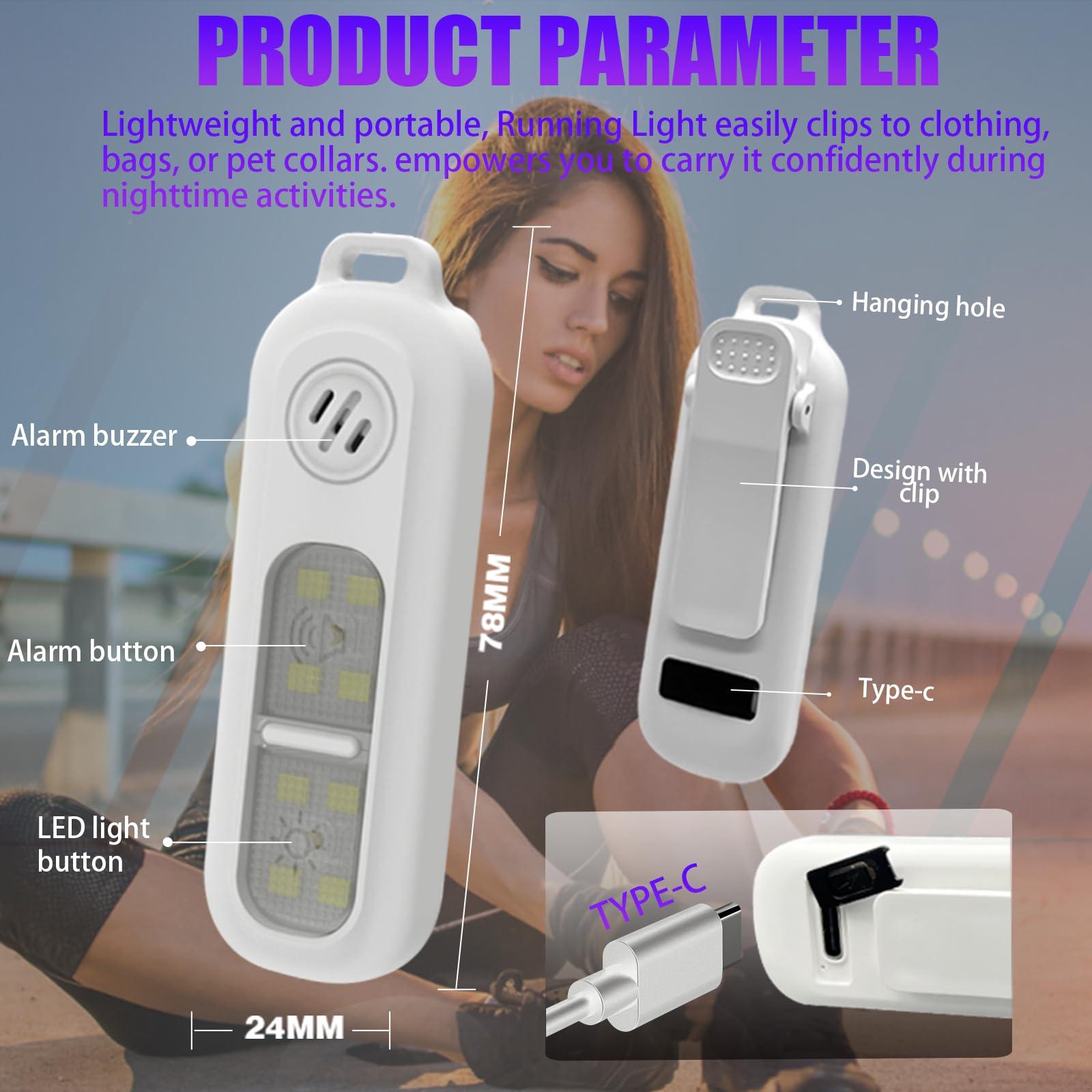 Personal Safety Alarm for Women Rechargeable Clip On Flashlight - Extra Loud Sound with Strobe Lights Clip Travel Safe Waterproof Personal Alarm – Women Self Defense Keychain (Black) - Image 6