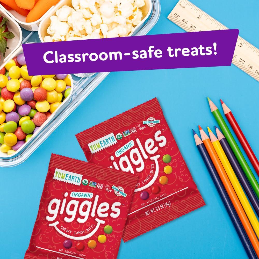YumEarth Organic Giggles Chewy Candy – Allergy Friendly, No Artificial Dyes, Non GMO, Gluten Free, Fruit Flavored, Vegan Candy Snacks with No Artificial Flavors, 0.5 oz (Box of 15)​ - Image 6