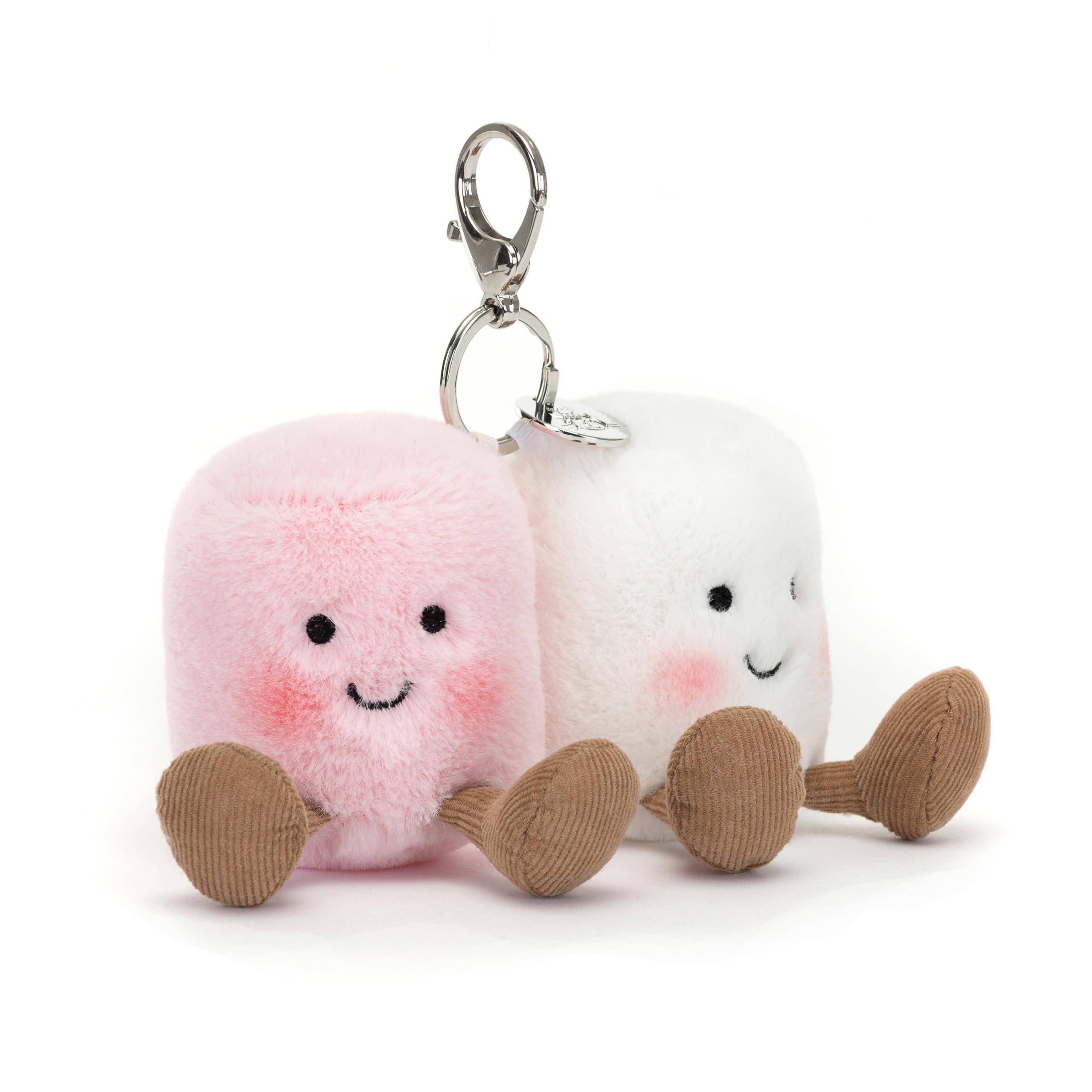Jellycat Amuseables Pair of Marshmallows Bag Charm, 3.5 inches - Food Plush Keychain - Great Gift Idea