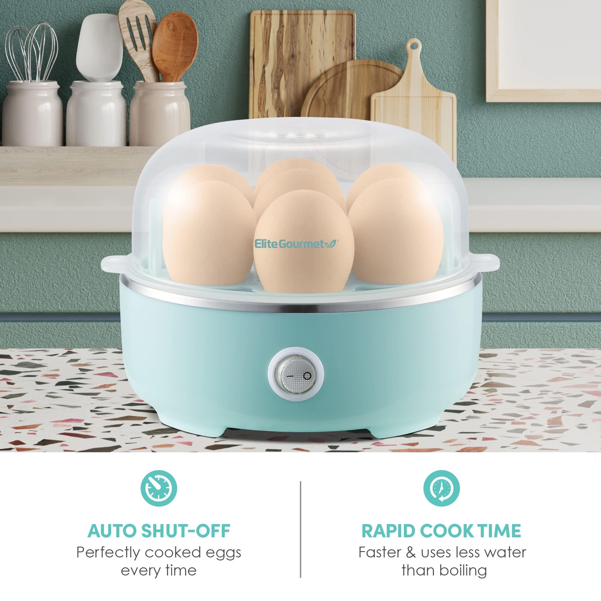 Elite Gourmet EGC115M Easy Egg Cooker Electric 7-Egg Capacity, Soft, Medium, Hard-Boiled Egg Cooker with Auto Shut-Off, Measuring Cup Included, BPA Free, Retro Mint - Image 5