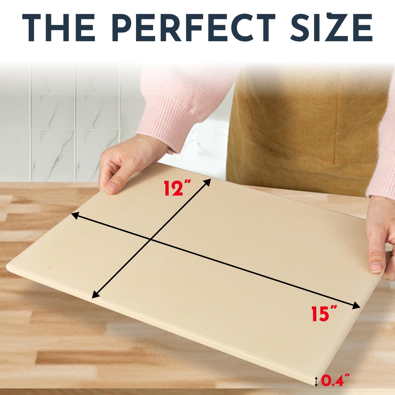 Crack-Resistant, Easy-to-Clean Pizza Stone for Oven Set – 15 x 12 inch Pizza Stone for Grill, Even Heating for Perfect Crispy Crusts! Pizza Making Accessories - Image 3