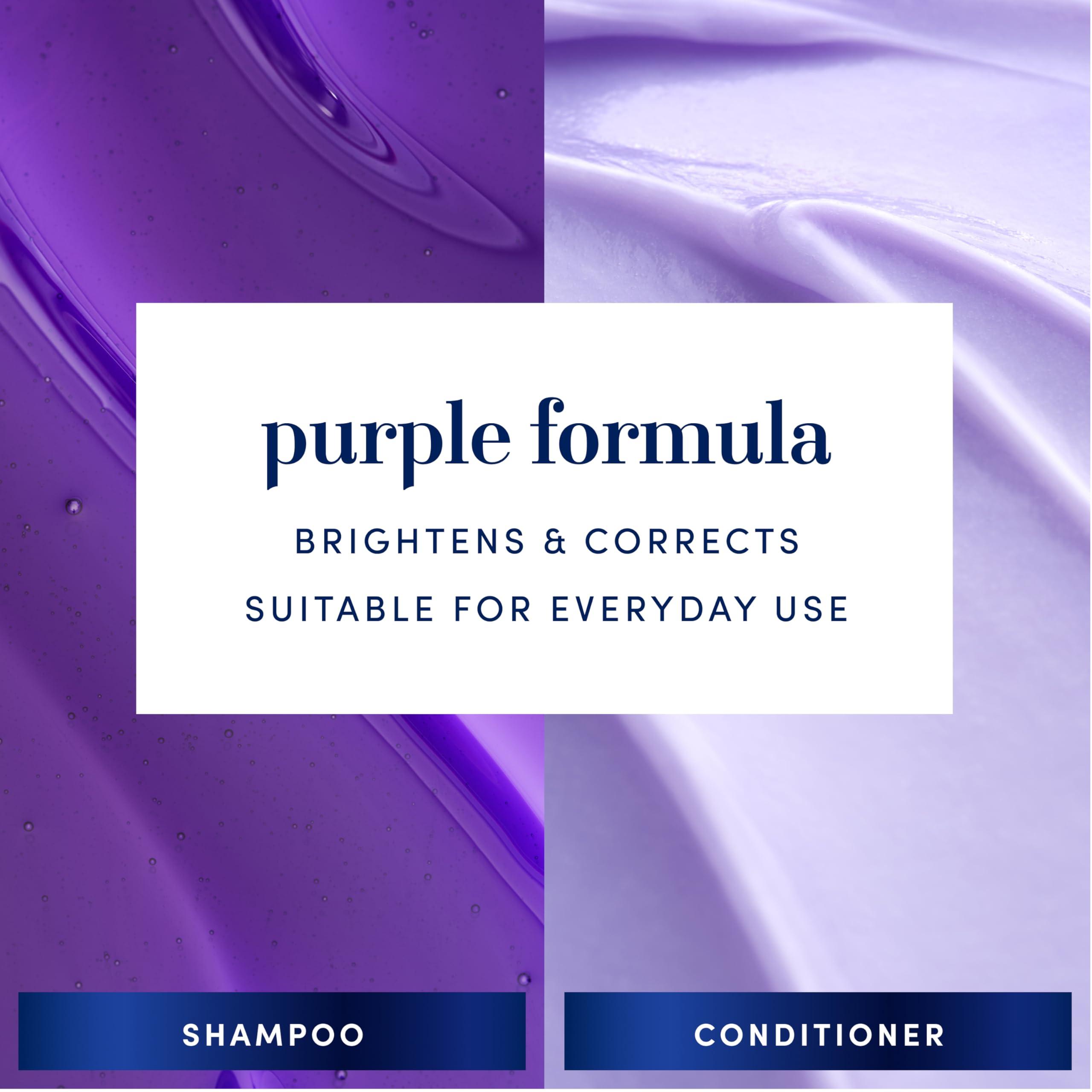 Hair Biology Biotin-Infused Purple Shampoo and Conditioner Set for Grey Hair, Anti-Brassiness, Moisturizing, Color-Safe, Silver & Glowing, Corrects Yellow Tones, 12.8 Fl Oz Each, 2 Pack - Image 2