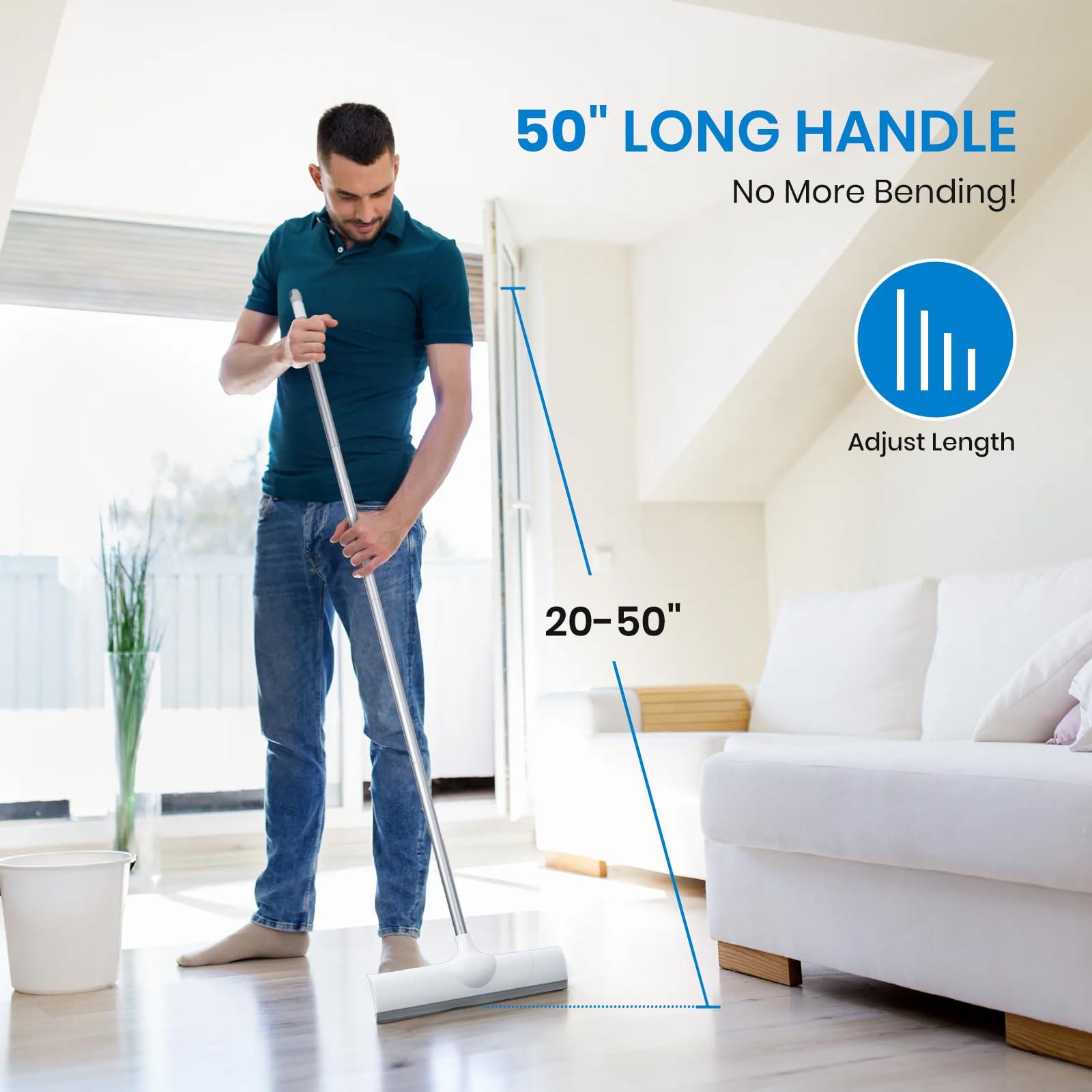 Magic Rubber Broom,50" Long Handle Floor Squeegee,Sweep and Squeegee Multifunction Household Cleaning Broom for Floor Kitchens Shower Tile Hardwood Vinyl Pet Hair (16.5inch) - Image 5