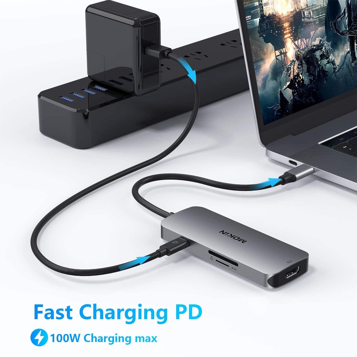 USB C Adapter for MacBook Pro/Air, MOKiN USB CHub, Mac Dongle, 7 in 1 Multiports USBC Hub to 3 USB 3.0, 4K HDMI, SD/TF Card Reader and 100W PD Adapters for Dell HP Lenovo Surface and More - Image 5