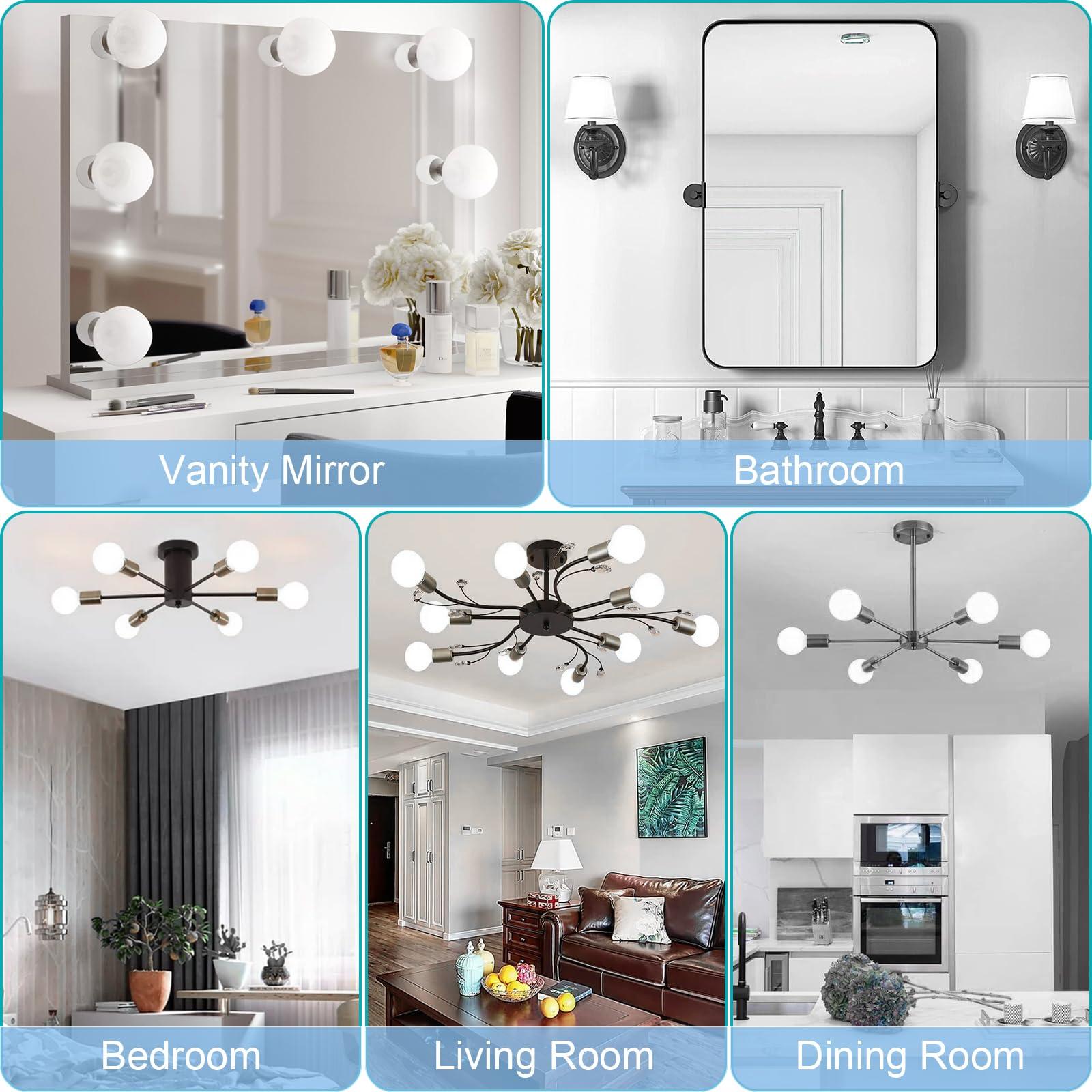 hansang G25 LED Globe Light Bulbs, 60W Equivalent, 5000K Daylight Bathroom, E26 Base, Eye-Friendly Vanity Round, Perfect for Vanity Makeup Mirror, 120V CRI85+ Non-Dimmable 4Pack - Image 7