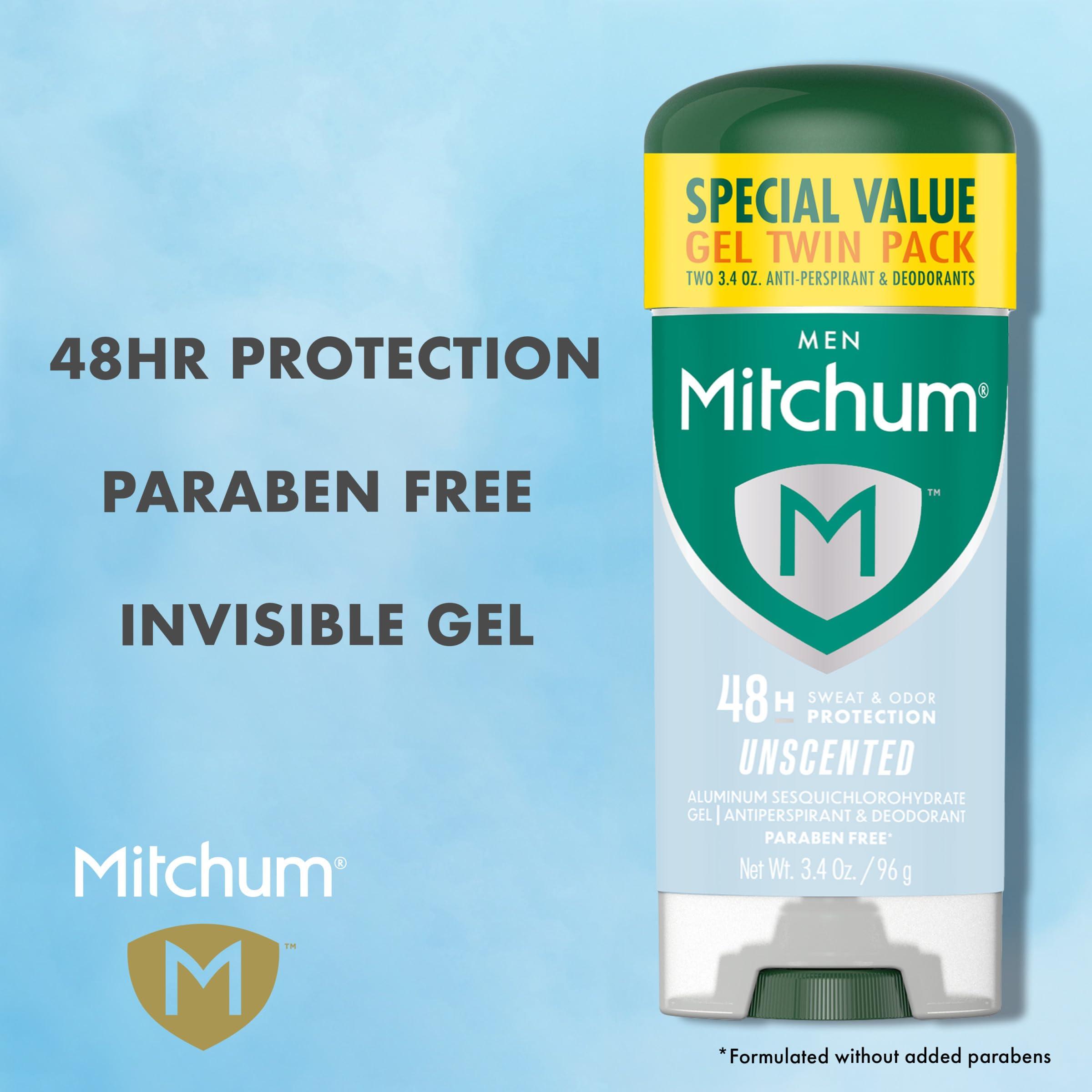 Mitchum Men's Deodorant, Antiperspirant, Triple Odor Defense Gel Stick, 48 Hr Protection, Dermatologist Tested, Alcohol Free, Unscented, 3.4 Oz (Pack of 2) - Image 3