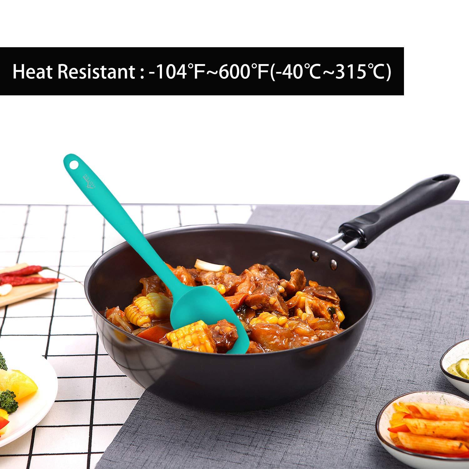 HOTEC Heat Resistant 600℉ Food Grade Silicone Rubber Spatula Set for Baking, Cooking, and Mixing Non Stick Dishwasher Safe BPA-Free Multicolor Set of 5 - Image 4