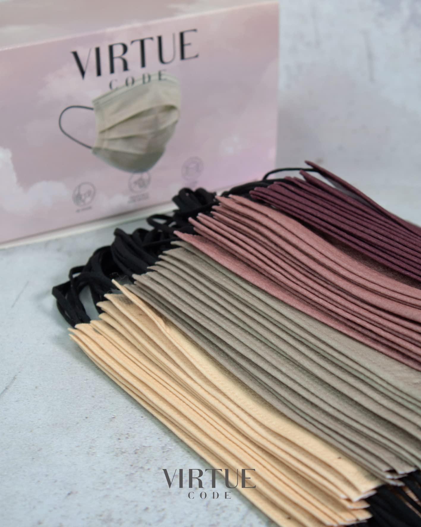 VIRTUE CODE Support Face Masks - Soft 3 Ply Comfort Face Masks, Colorful Disposable Face Mask 50 Pack. Earth Tones Colored Masks. Adults Mens and Womens Disposable Face Masks - Image 3