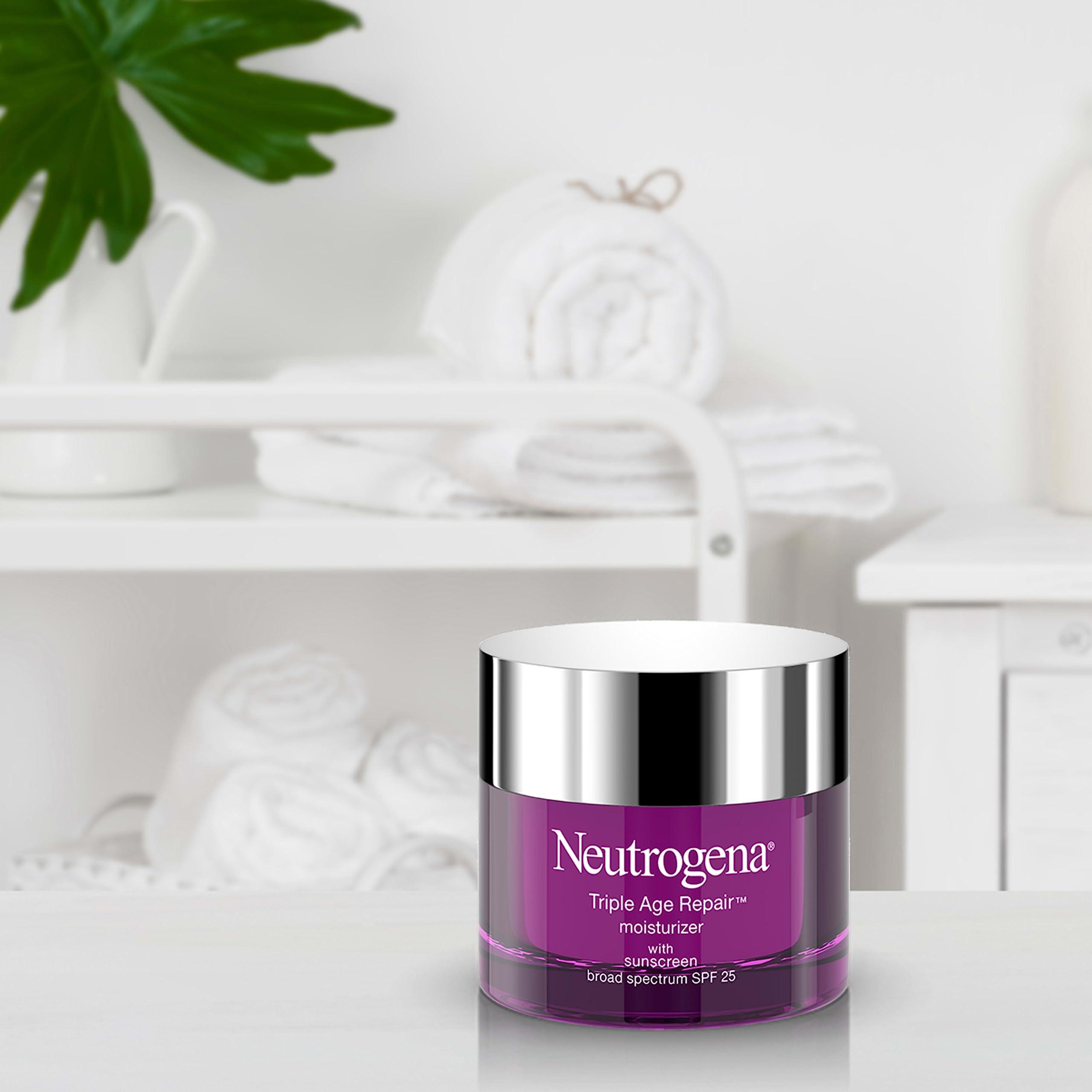 Neutrogena Triple Age Repair Face Moisturizer with SPF 25, 1.7 oz Jar, Anti-Aging Face Cream, SPF Moisturizer & Neck Cream, Anti Wrinkle Lotion for Dark Spots, Glycerin & Shea Butter - Image 6