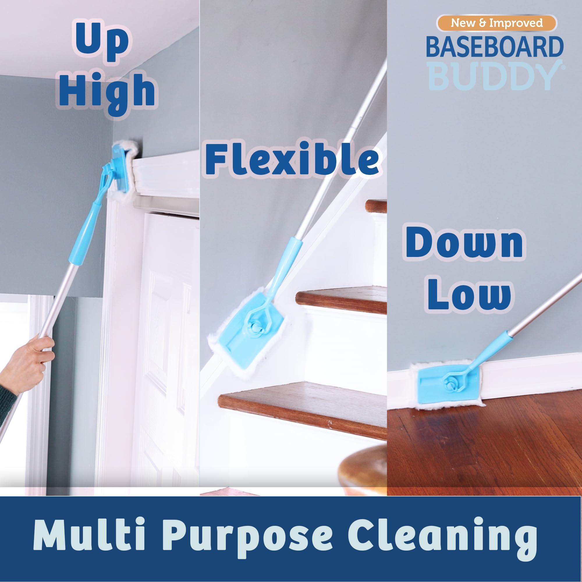 Baseboard Buddy | Lightweight Home Cleaning Essential, Pefect for Baseboards, Moldings & Walls, Glide & Wipe Trapping & Locking Dirt & Dust | As Seen on TV, (1 Baseboard Buddy & 3 Reusable Pads) - Image 4