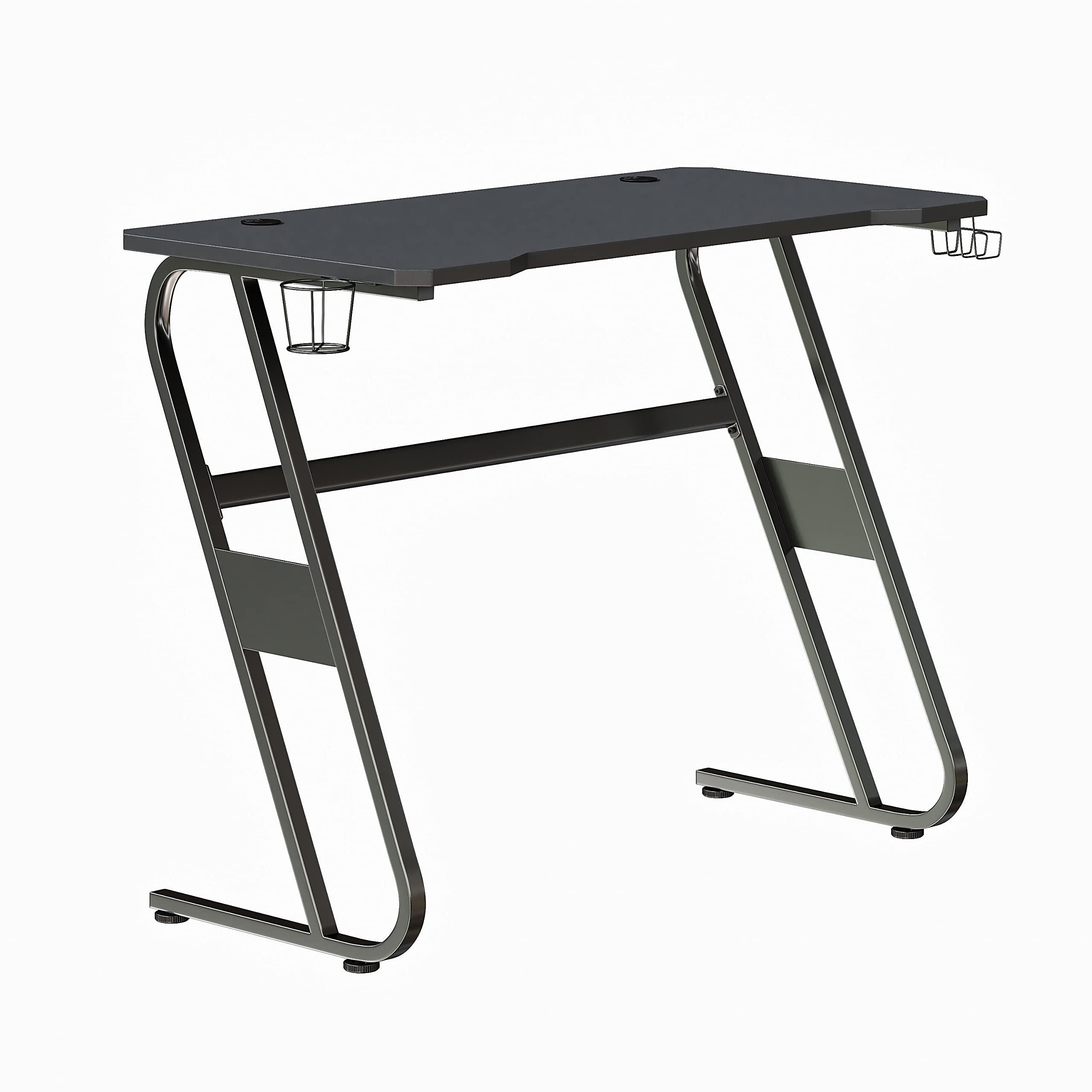Flash Furniture Fisher Gaming Desk - Black Ergonomic Computer Desk - 51.5" Gamers Table with Cup Holder and Headphone Hook