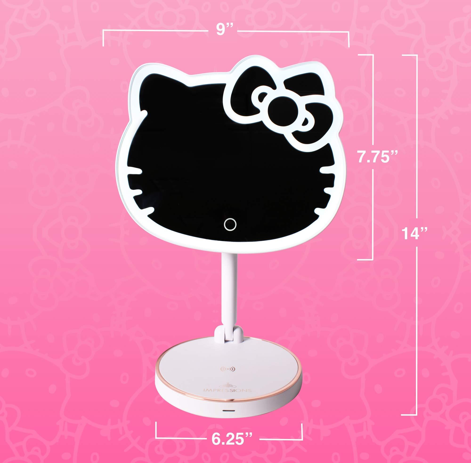 Impressions Vanity Hello Kitty Tabletop Mount LED Rechargeable Makeup Mirror with 360 Degree Rotation, Touch Sensor Desk Mirror with Light Strip and Adjustable Brightness - Image 3