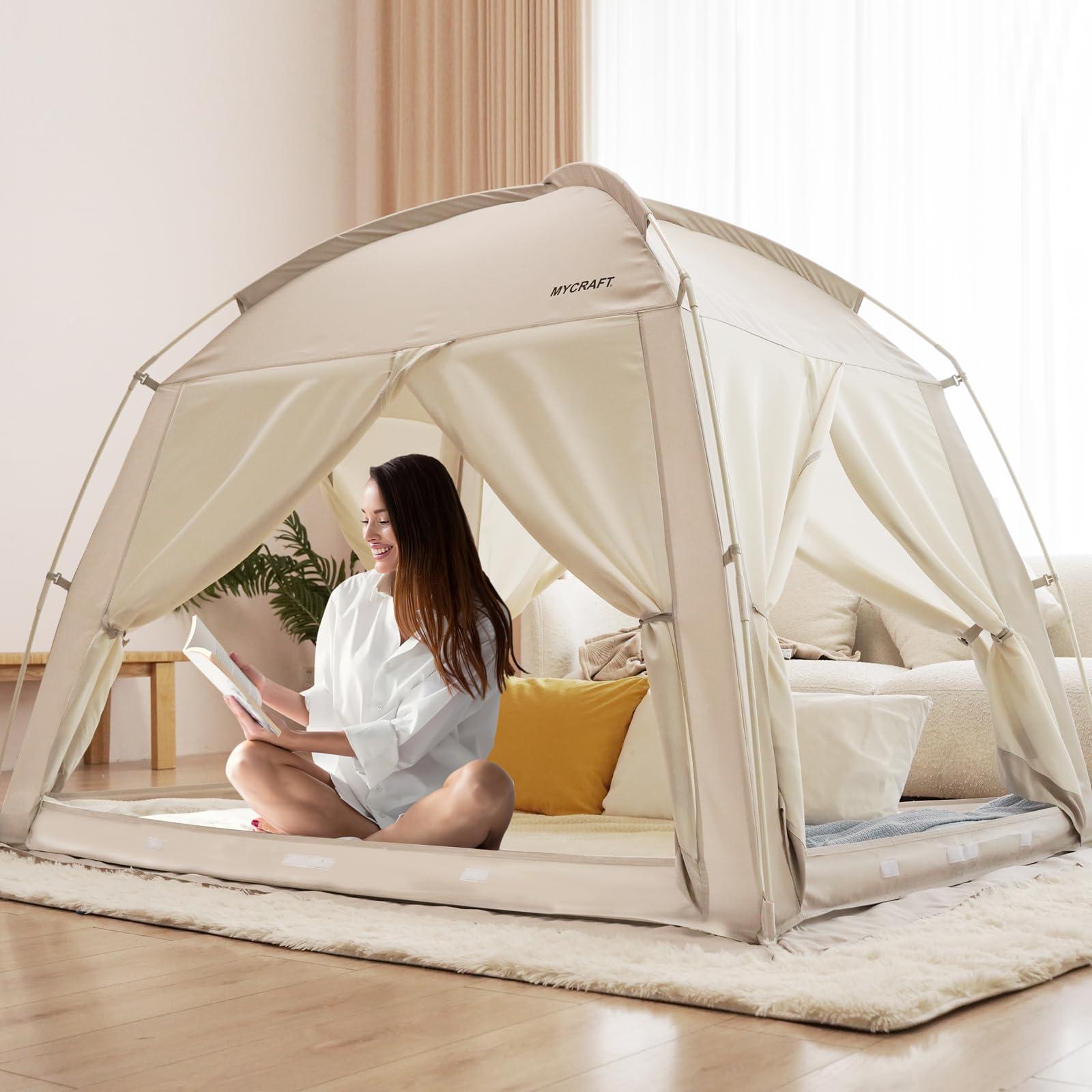 Bed Tents Canopy Bed–Privacy Dream Tent for Cozy Indoor Sleeping, Light-Reducing,and Breathable, with 4 Doors Floor Tent Bed–Available in Twin, Full, and Queen Sizes - Image 7