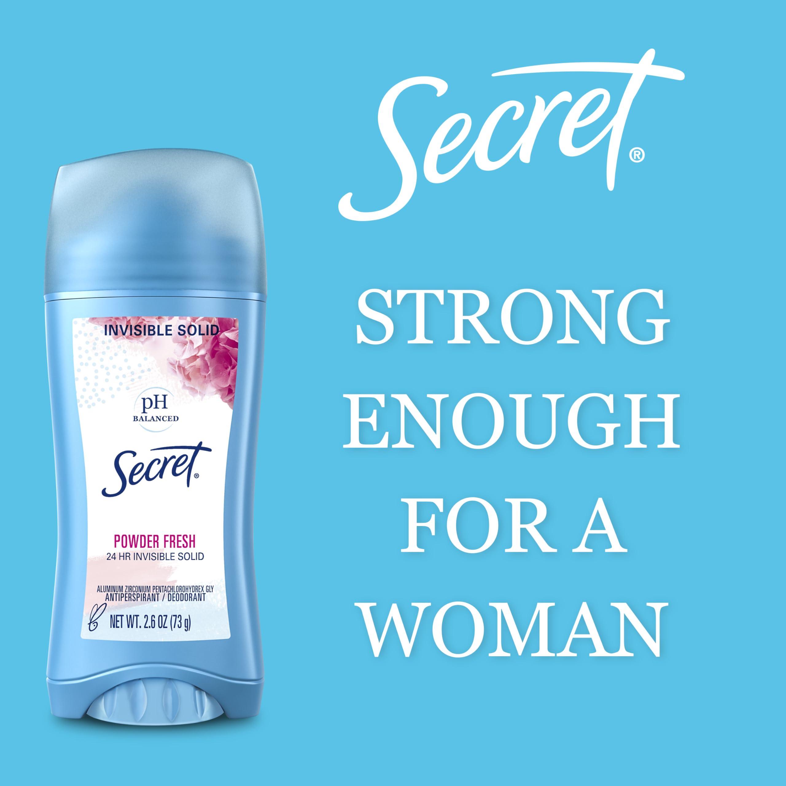 Secret Antiperspirant and Deodorant for Women, 24hr Sweat & Odor Protection, PH Balanced Protection, Gentle on Skin, Invisible Solid, Powder Fresh Scent, 2.6 oz - Image 5
