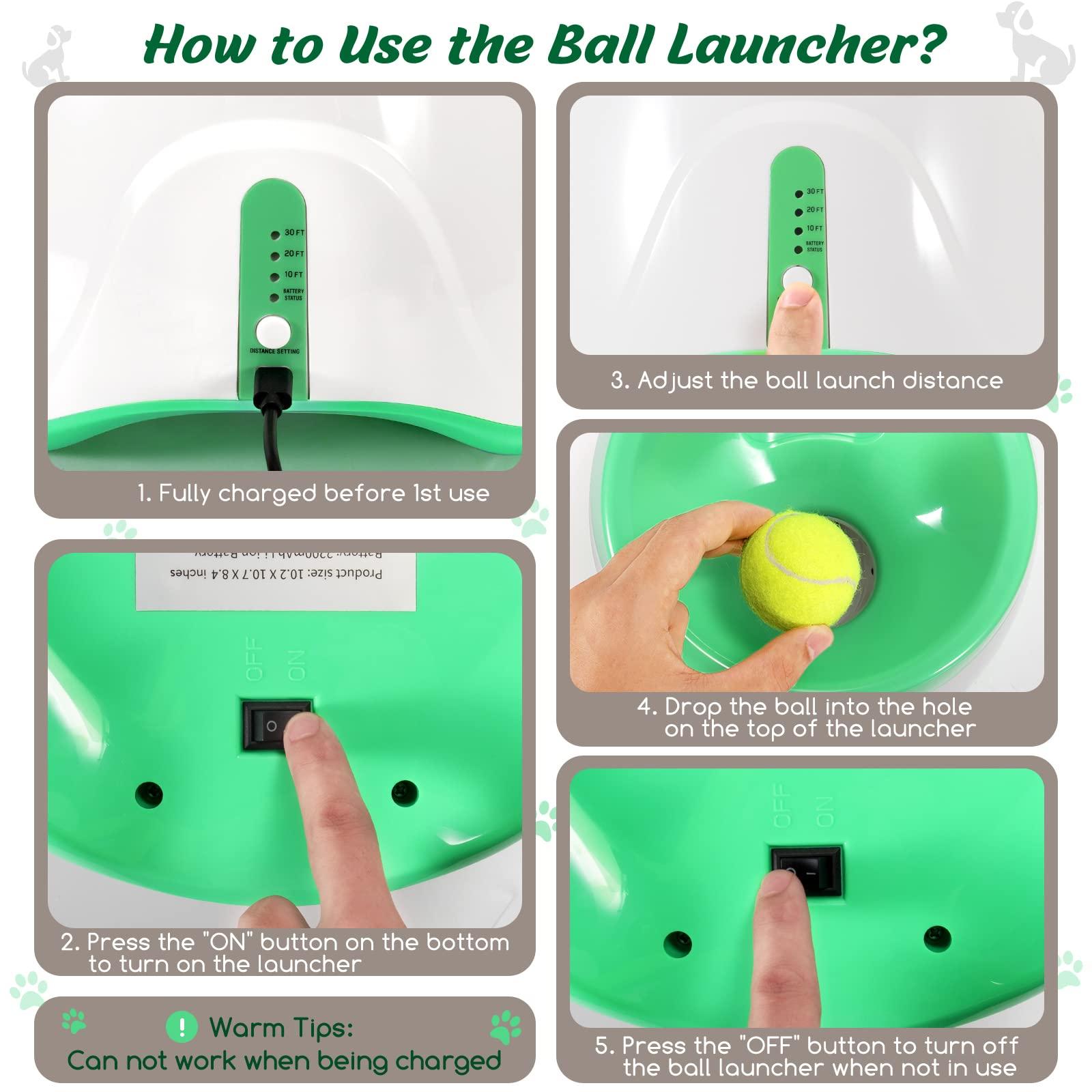 MEKAPLE Dog Ball Thrower Launcher, Automatic Launcher with 6 Mini Tennis Balls, Interactive Dog Toys Indoor Outdoor Ball Thrower Machine for Small Dogs with 3 Distance Settings - Image 4