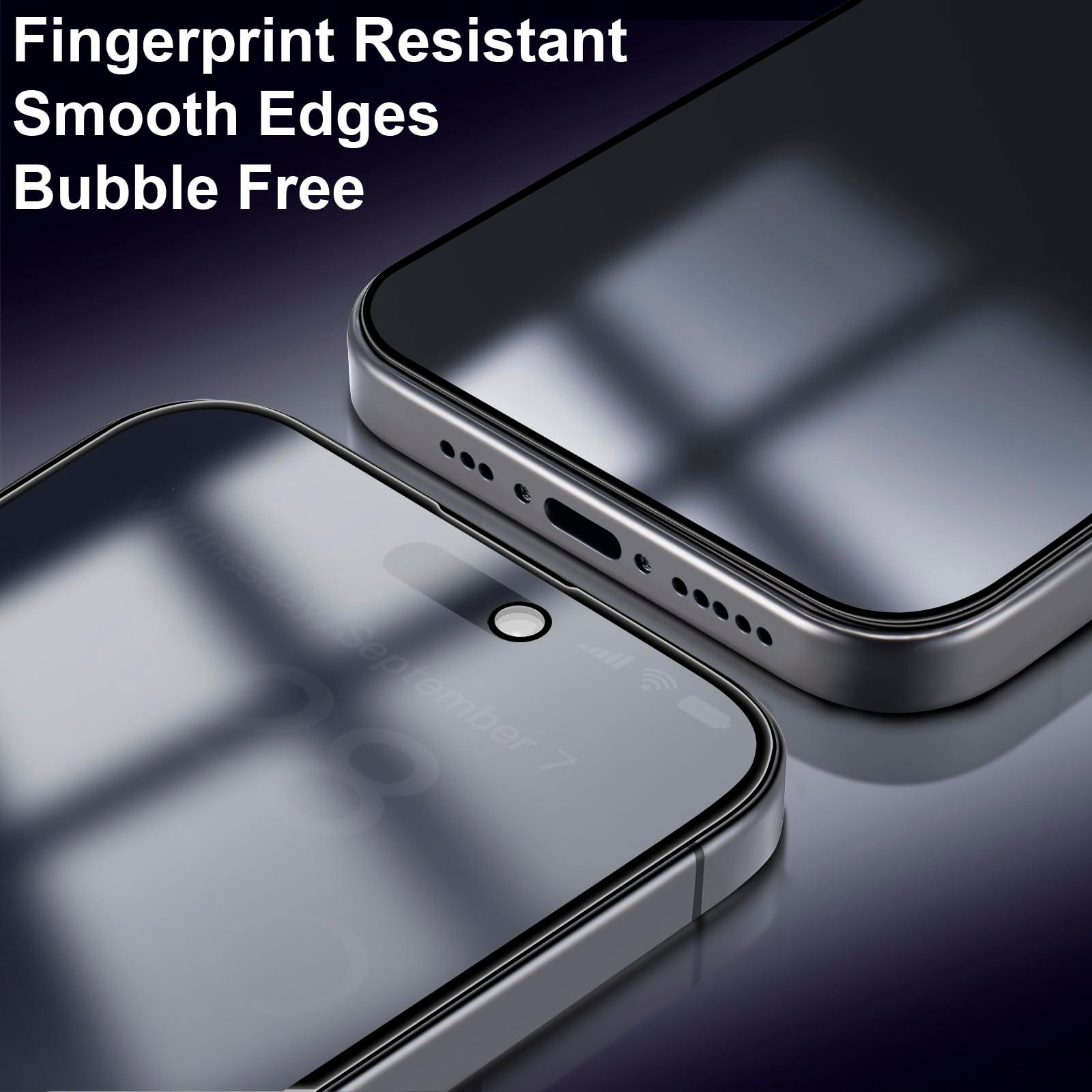 TECHO Privacy Screen Protector for iPhone 15 Pro Tempered Glass Film, Full Coverage Edge to Edge, Anti Spy Private, 9H Hardness, 2 Pack, 6.1 Inch - Image 7