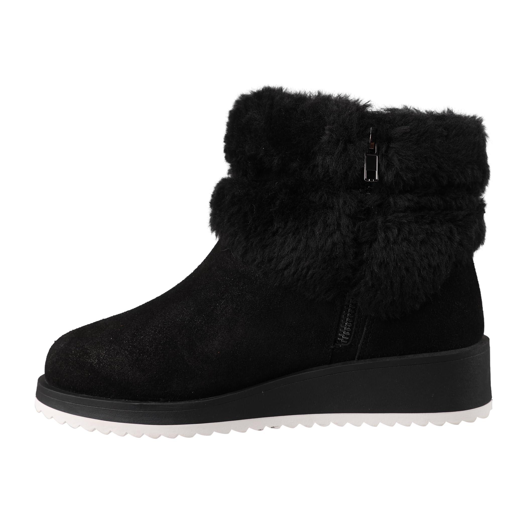 Lamo Women's Bailee Wedge Boots with Zipper For Women- Stylish Suede Boots with Faux Rabbit Fur Collar, NeverWet Water and Stain Resistance, Premium Faux Fur Lining, 1.5" Heel - Image 3