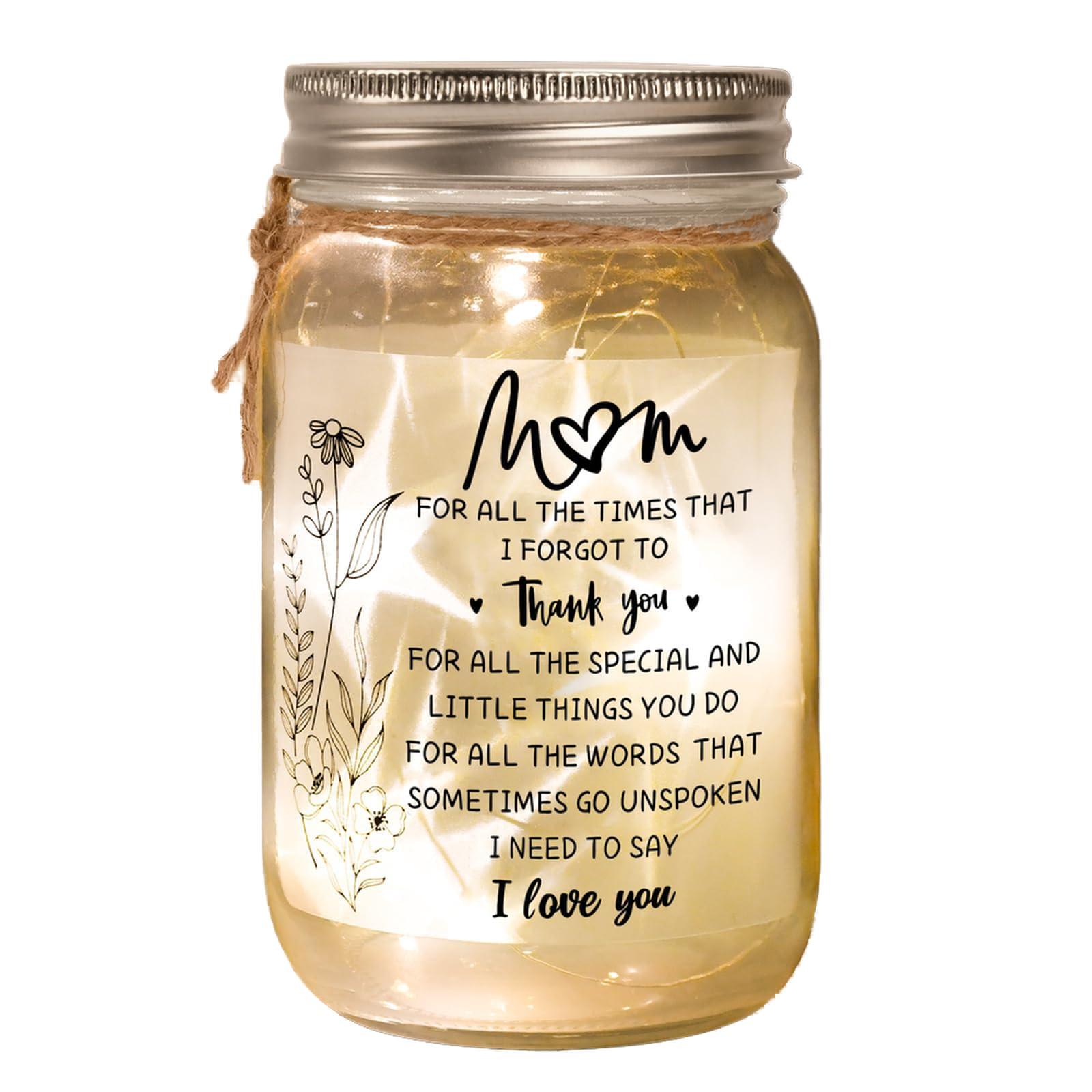 KUCHEY Birthday Gifts for Mom, Mason Jar Night Lights, Mothers Day Gifts for Mom from Daughter Son, Home Decorations Night