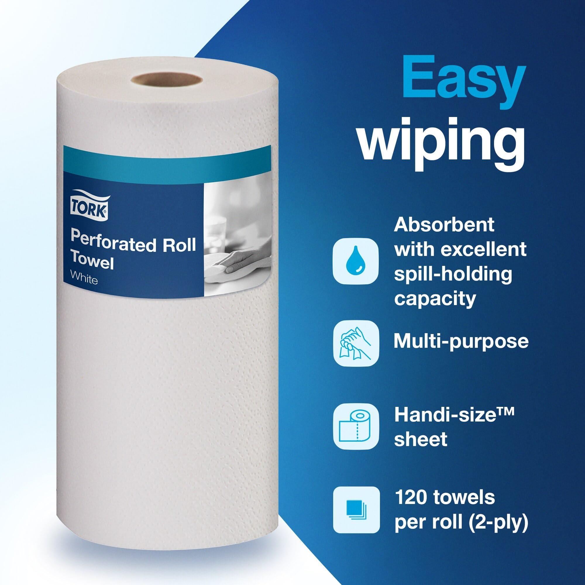 Tork Handi-Size Perforated Roll Towel White, Certified Compostable, 30 x 120 Towels, HB9201 - Image 3