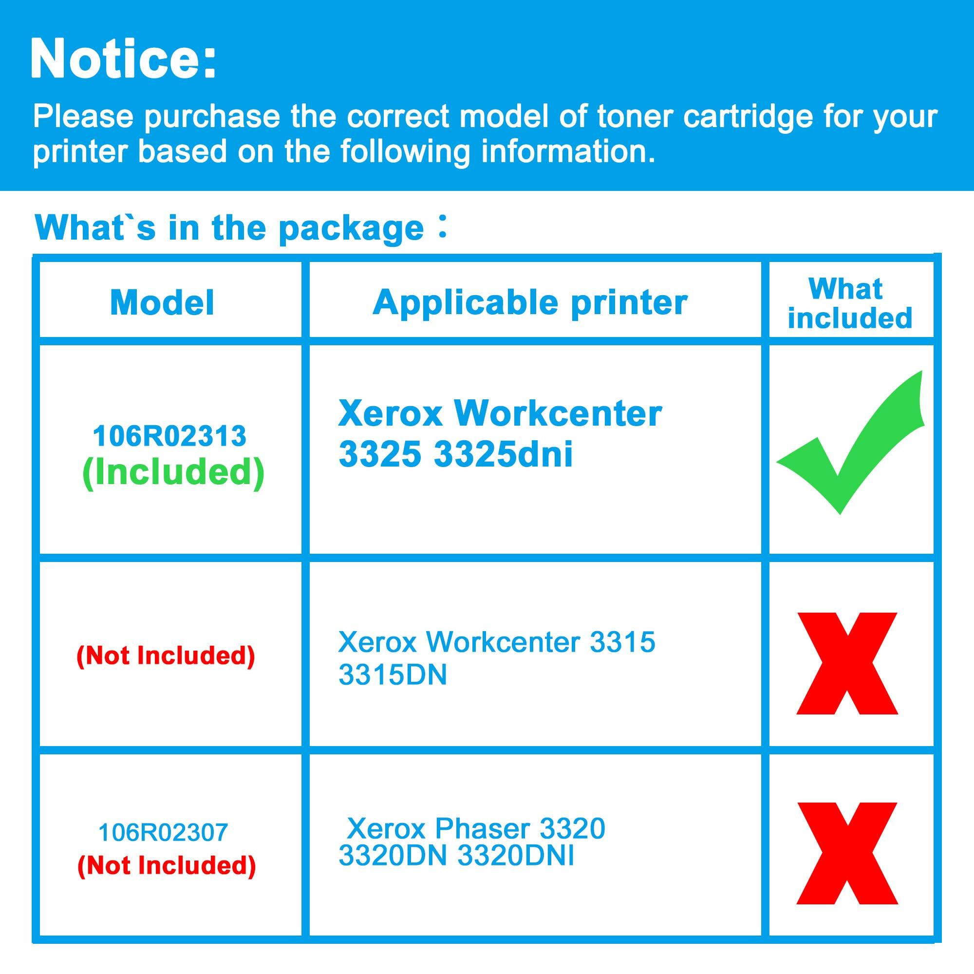 LCL Compatible Toner Cartridge Replacement for Xerox 106R02313 3325 11000 Pages Workcenter 3325 3325dni (1-Pack Black) - Image 2