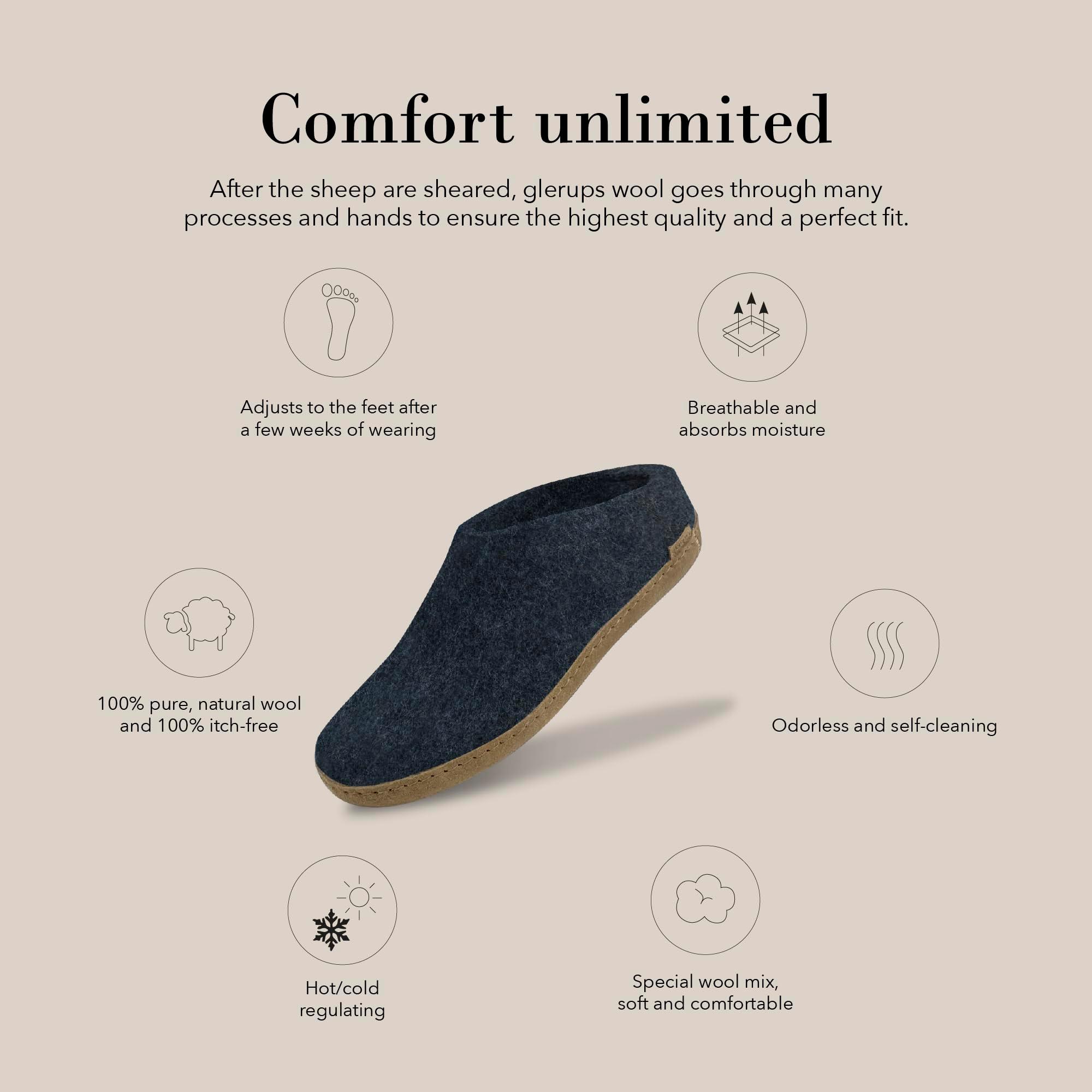 Glerups 100% high quality wool mix Slipper with leather sole - Unisex Slip-on - Image 2