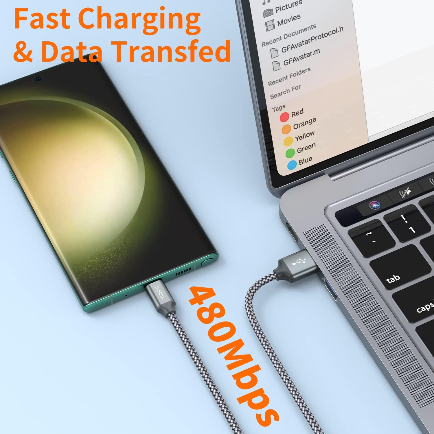 JXMOX USB C Cable,USB A to Type C 3A Fast Charging (10ft 2-Pack) Long Charger Cord Compatible with iPhone 15 16 Pro Max Plus,Samsung Galaxy S20 S10 S9 S8,Note 9 10+,A11 A20 A50 A51 A60 A71,Moto Z2 Z3 - Image 6