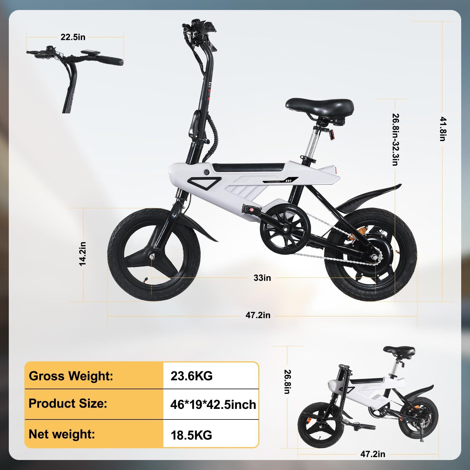 ESEPOWER Folding Electric Bike for Adults,Max Speed 20Mph, 500W Peak Motor & Portable,14" Electric Bicycles with 36V & 6.4 Ah Lithium Removable Battery,20 Miles PAS Range - Image 7