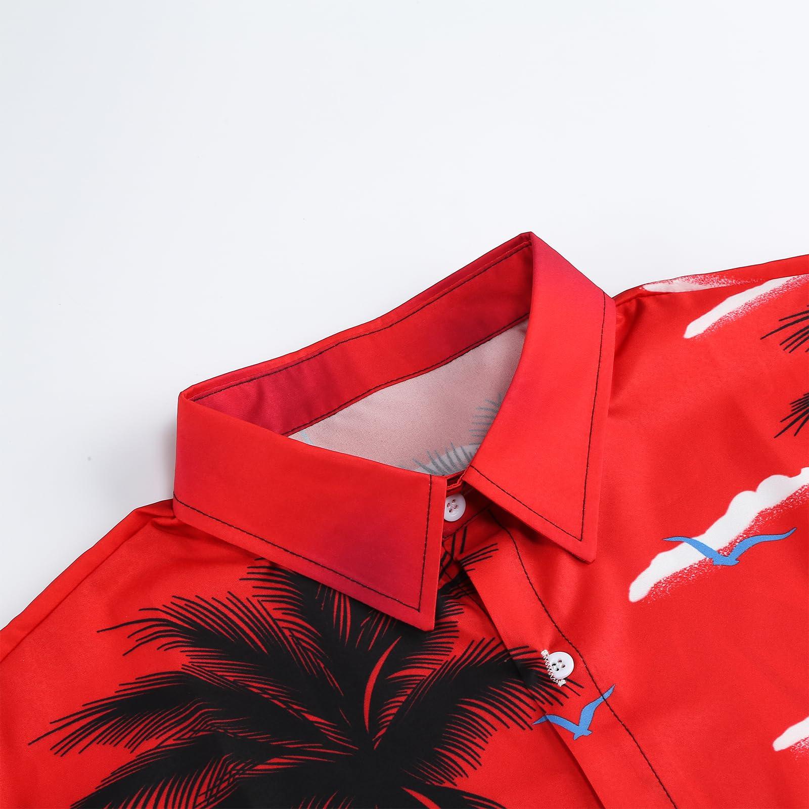 HAPNBCELE Hawaiian Shirt for Men Summer Short Sleeve Button Down Men's Beach Shirts Casual Floral Shirts Cotton - Image 3