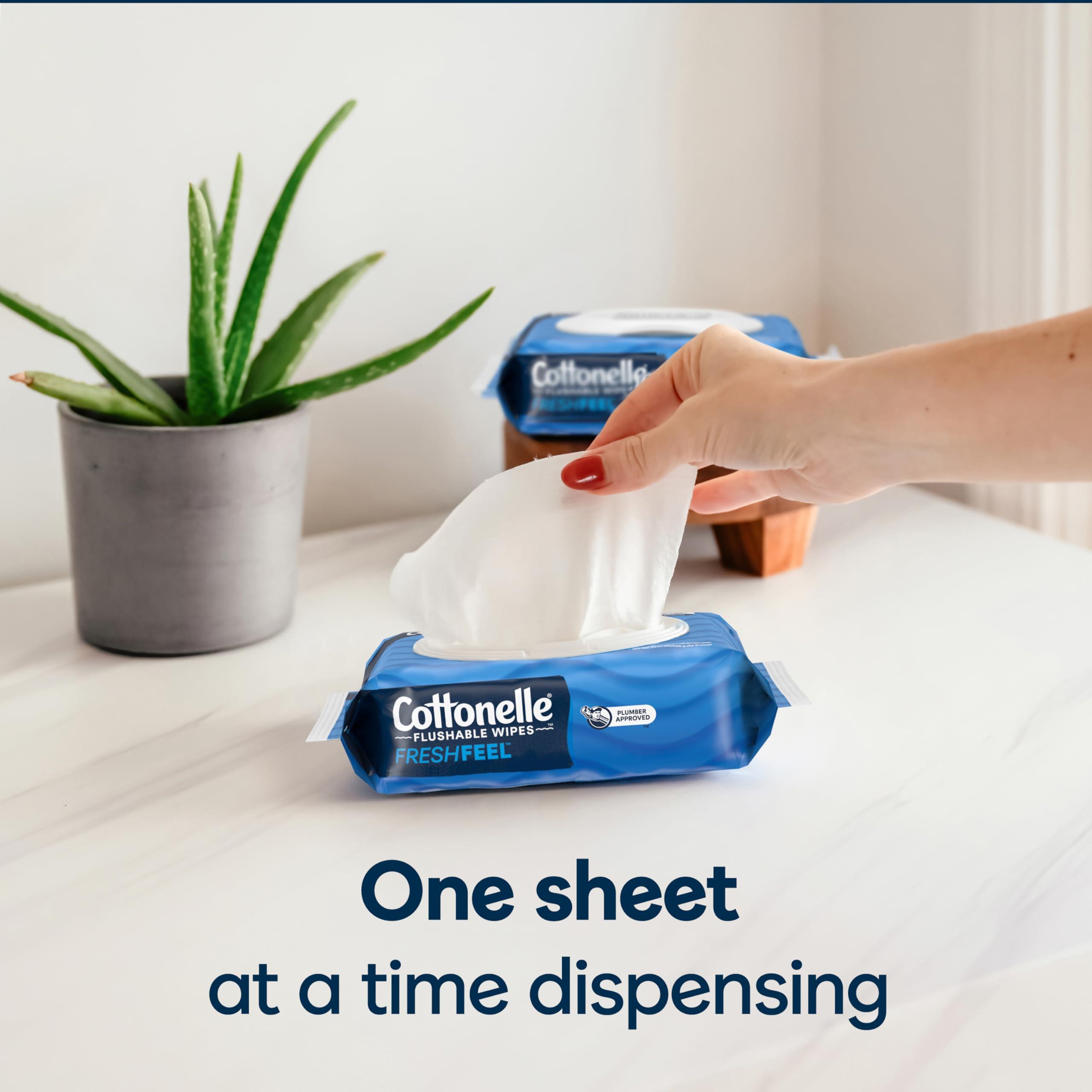 Cottonelle Fresh Feel Flushable Wet Wipes, Adult Wet Wipes, 8 Flip-Top Packs, 42 Wipes Per Pack (336 Total Wipes), Packaging May Vary - Image 8