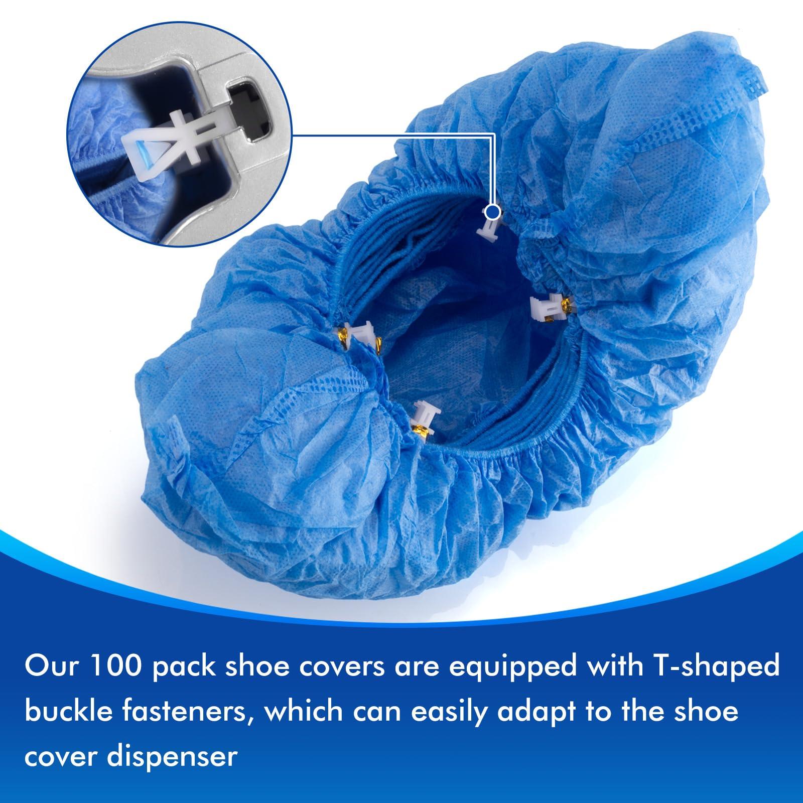 100 Pieces (50 Pairs) Shoe Covers Disposable for Automatic Shoe Cover Dispenser, Premium Non-Woven, Durable, Non-Slip, T buckle Shoe Covers Disposable for Shoe Cover Machine for US 6 to 14 Size - Image 4