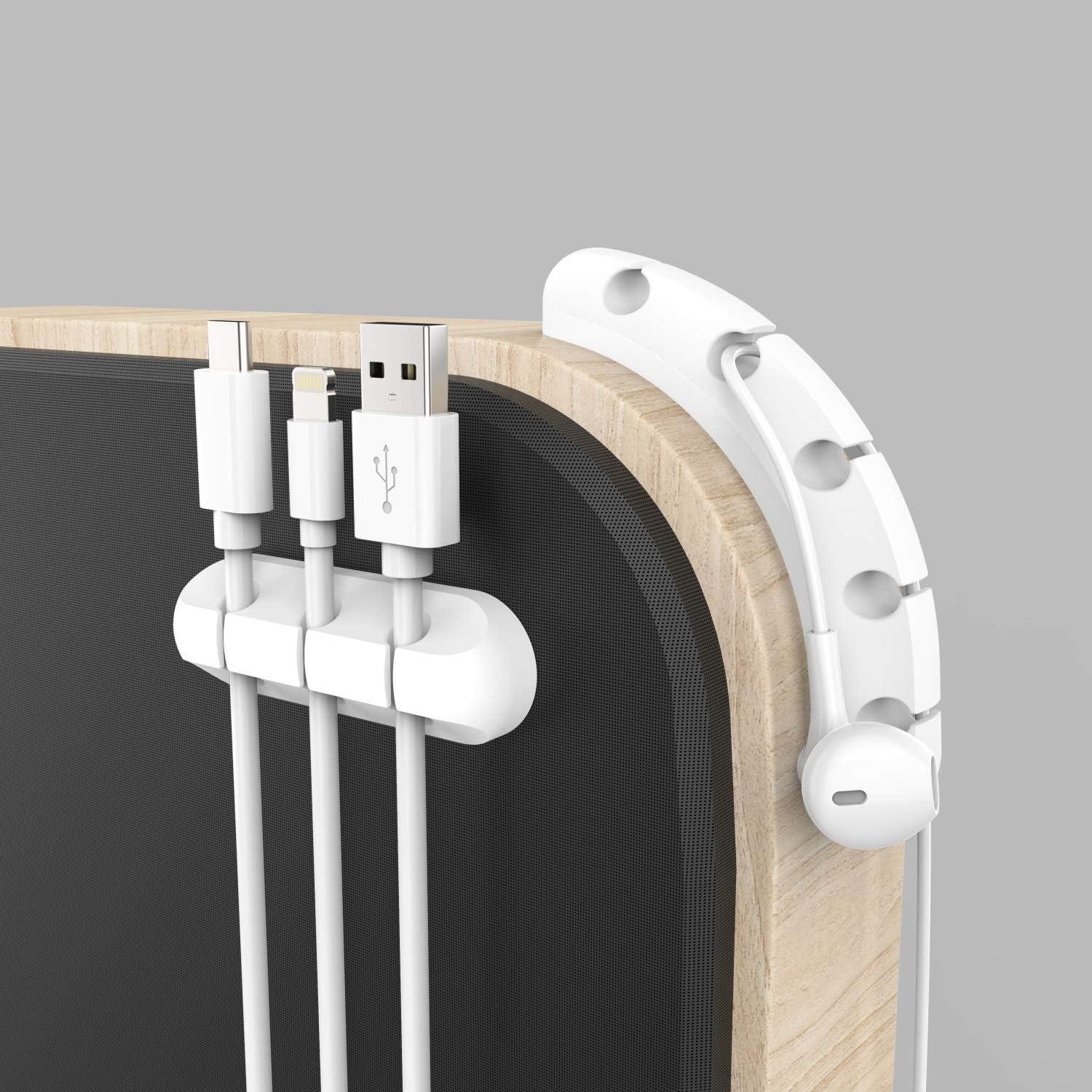 INCHOR Cord/Cable Organizer White Cord Holder, Wire Organizer USB Cable Management Cord Keeper, 3 Packs Cable Clips for Car Home and Office (7, 5, 3 Slots) - Image 4